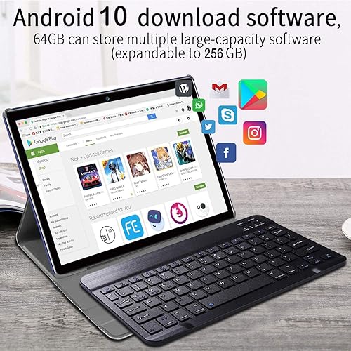 Vista 6 de AOYODKG 2023 Tablet con teclado de 10 pulgadas, tableta Android, procesador Octa-core, 64 GB de ROM + 4 GB de almacenamiento de RAM, 256 GB