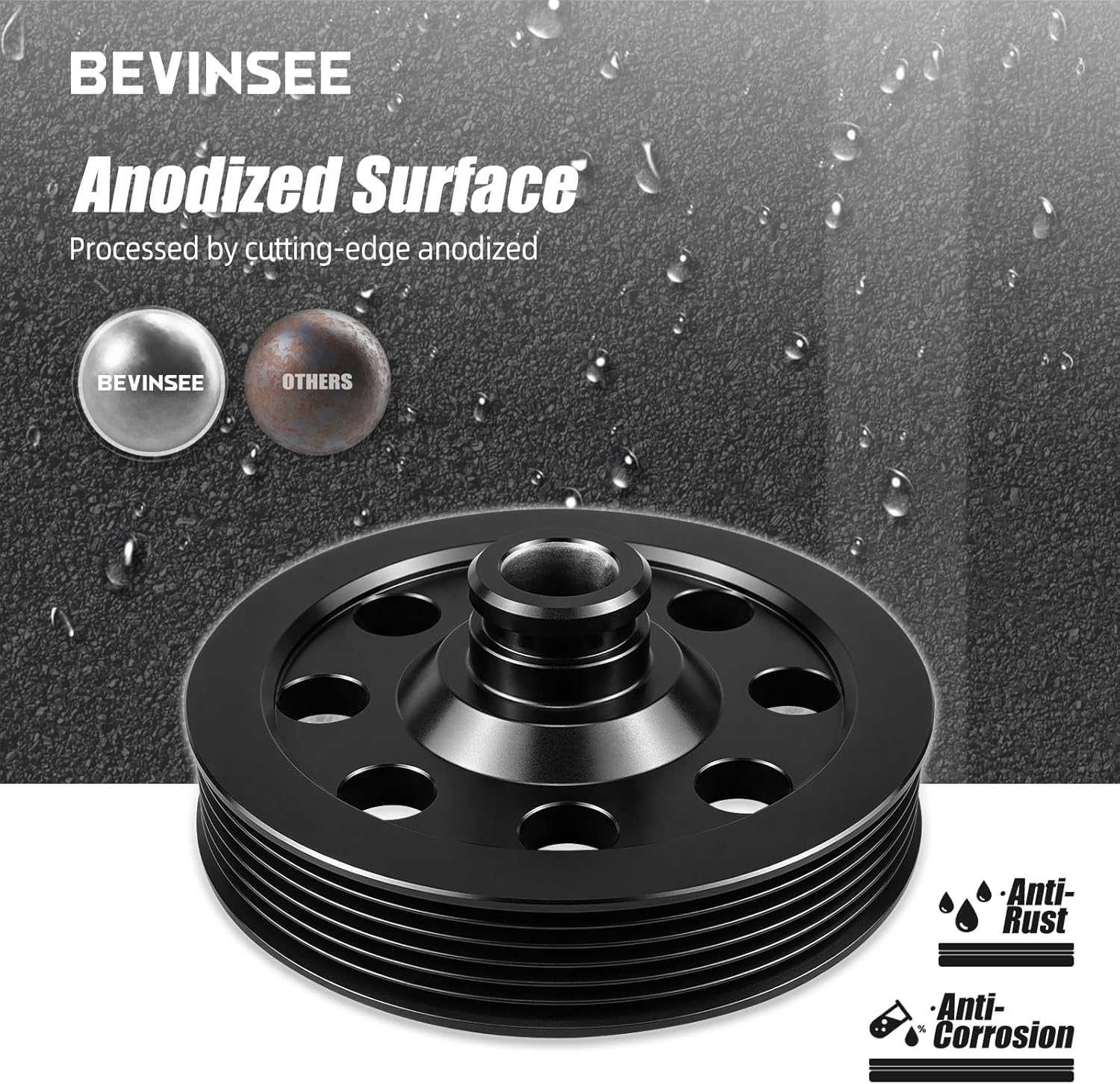 Bevinsee 5" Small Diameter Power Steering Pulley Compatible with Chevy Vortec Power Steering Pump 1999-2013