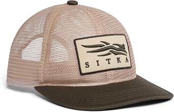SITKA Icon Mesh Mid Pro Trucker Hat - Adjustable Outdoor Snap Back Hat for Men, Bark, One Size Fits All