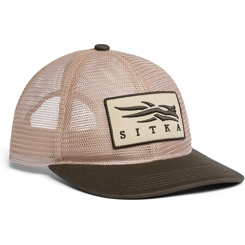 SITKA Icon Mesh Mid Pro Trucker Hat - Adjustable Outdoor Snap Back Hat for Men, Bark, One Size Fits All