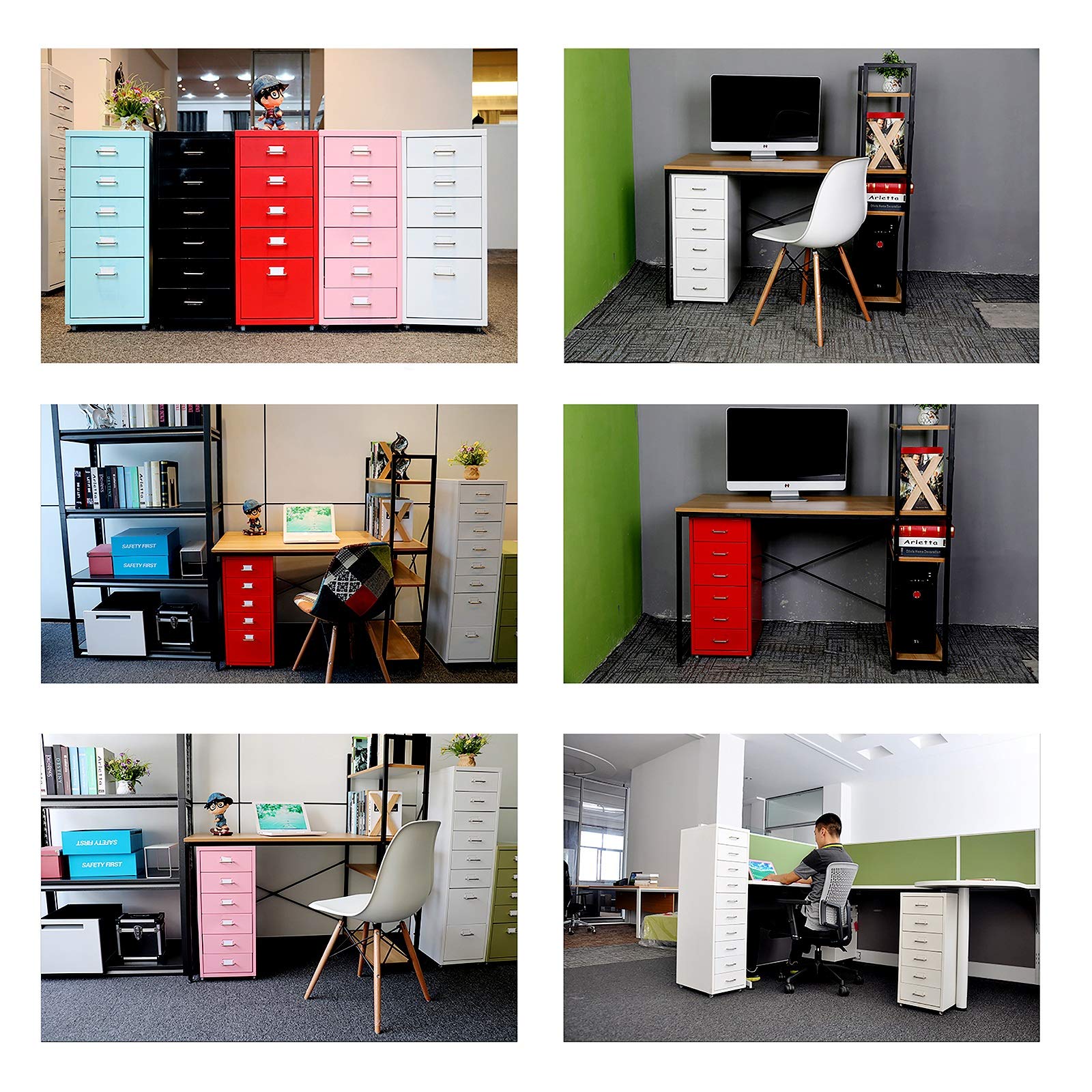 Armadietto in metallo con 5 cassetti, elegante soluzione di archiviazione per documenti e file, design funzionale per casa e ufficio