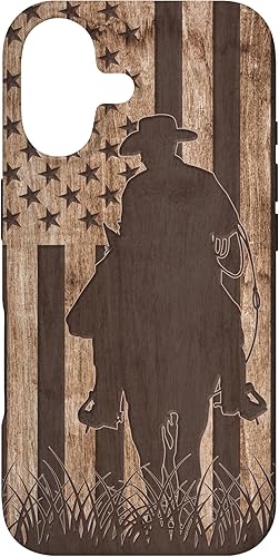 Vista 32 de Funda de regalo para iPhone 14 Cowboy Rodeo Horse Wood Patriotic American Flag Cowboys