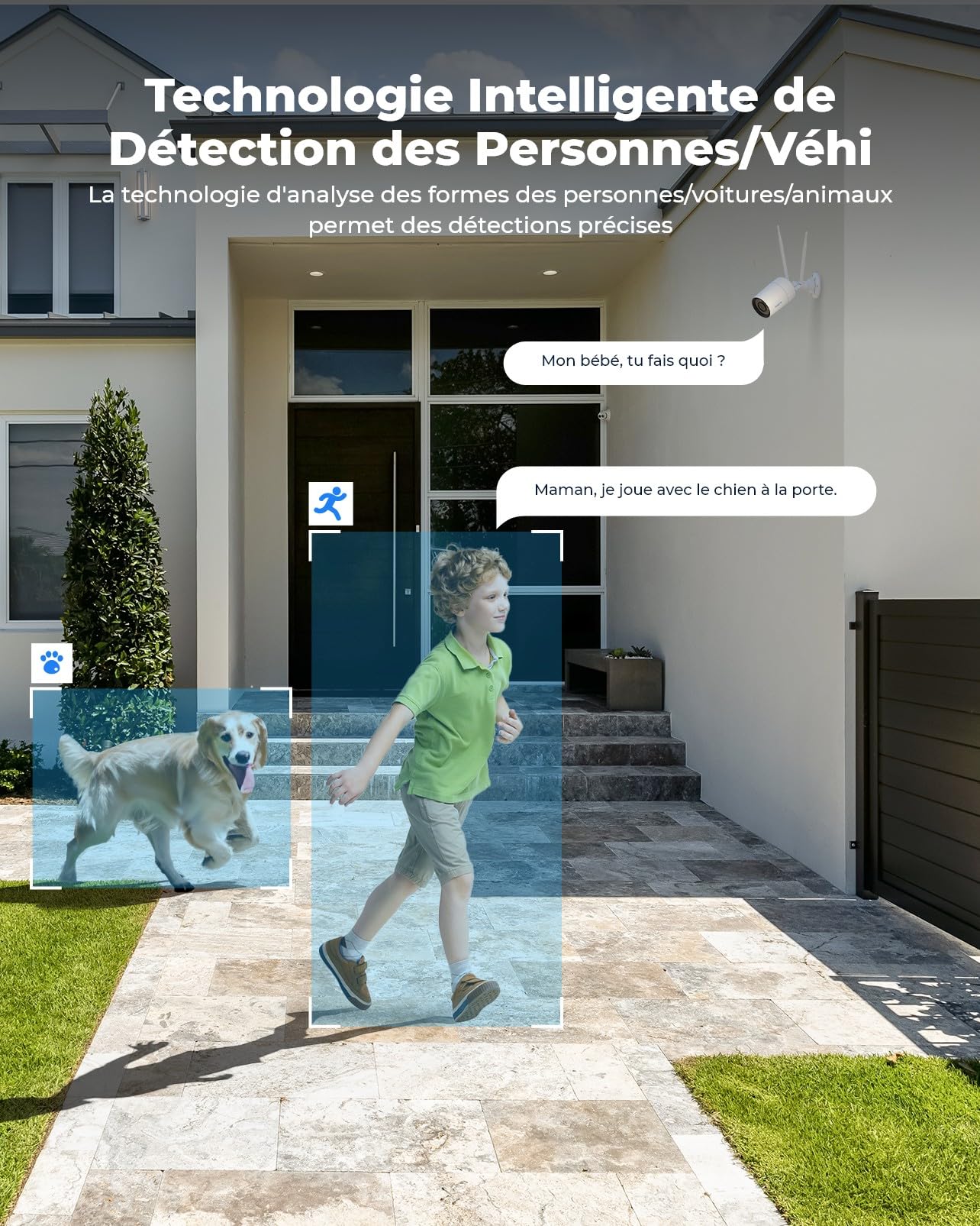 Reolink 4K Wi-Fi 6 Caméra Surveillance Extérieure, Détection Personne/Véhicule/Animal, Caméra IP Filaire 2,4/5 GHz, Vision Nocturne en Couleur, Boîtier Métallique IP67, Audio Bidirectionnel, RLC-810WA