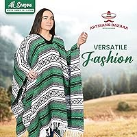 Vista 4 de Poncho mexicano Baja 100% cálido y cómodo abrigo de invierno Sarapes Mexicanos