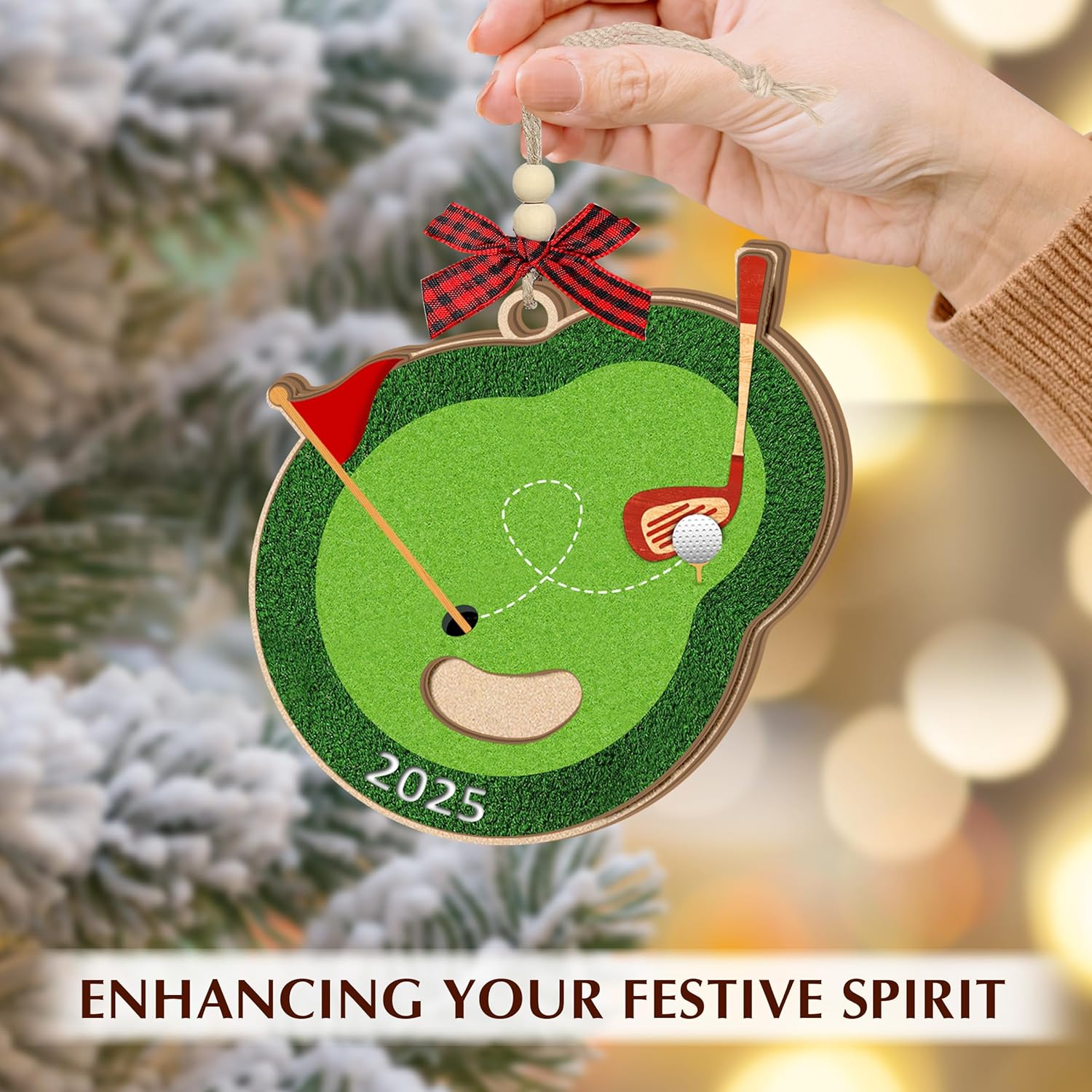 Golf Christmas Ornament 2025 - Sports Gifts for Golfers, Family, Friends, Wooden Christmas Ornaments Tree Decor - Golf Gifts for Men, Dad, Husband, Boss, or Friends, Sports-Themed Holiday Decor - Image 4
