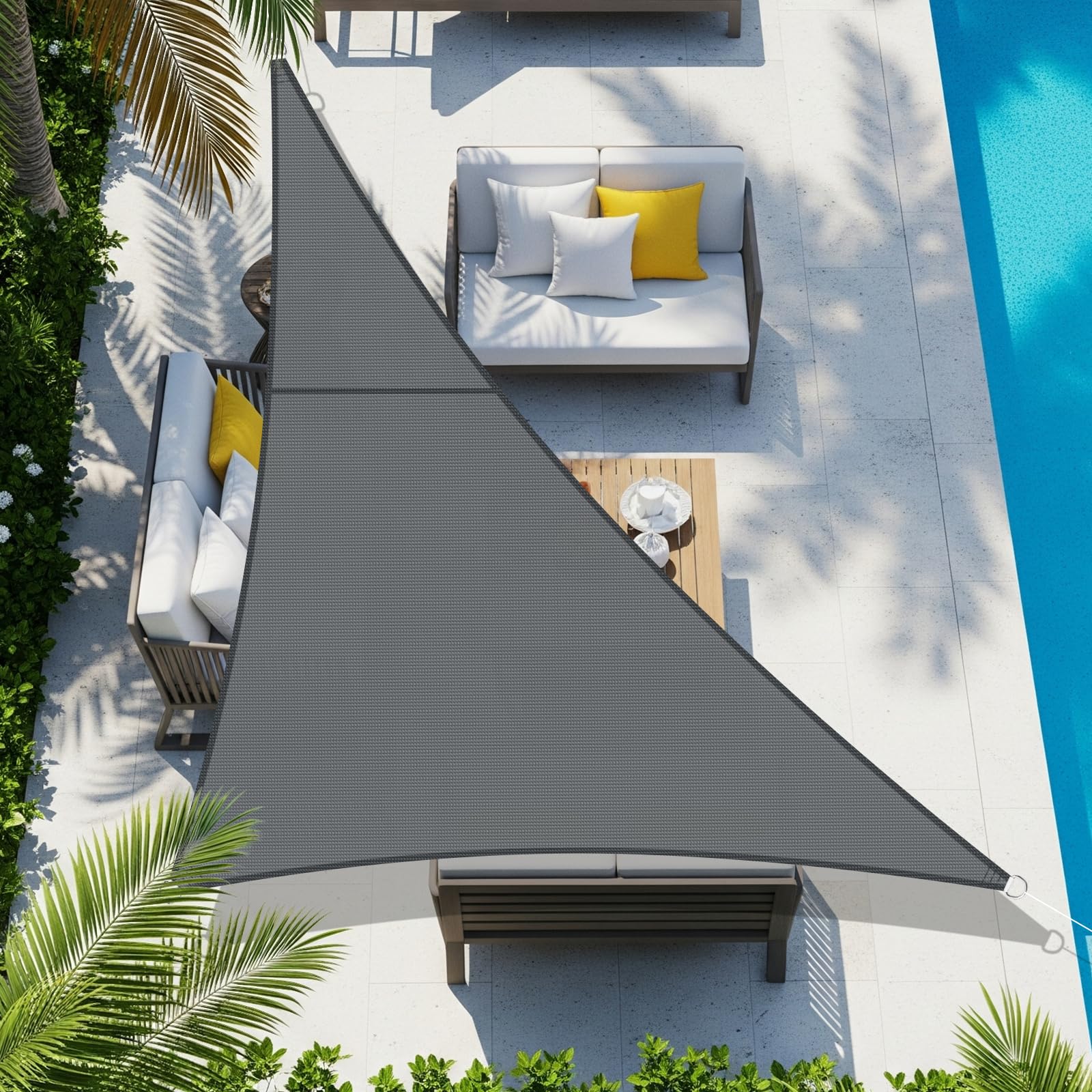 COOL AREA Toldo Vela de Sombra Impermeable Rectángulo 2x3m UV Block Resistente a la Intemperie para Patio Jardín Patio Exterior,Arena — view 9
