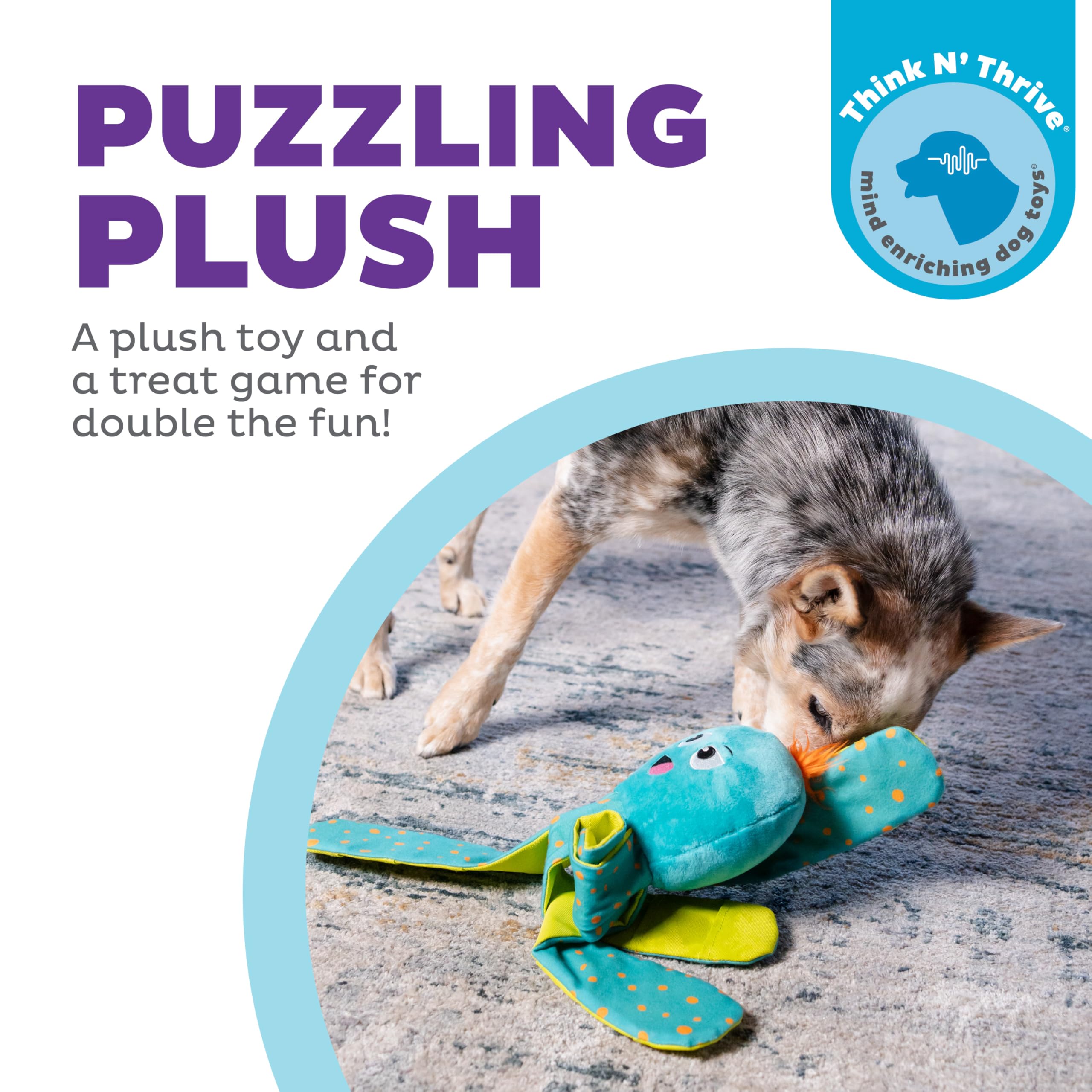 Outward Hound by Nina Ottosson Silly Legz Interactive Plush Dog Puzzle, Dog Enrichment Toys, Plush, Floppy, Long, Octopus, Blue - image 2