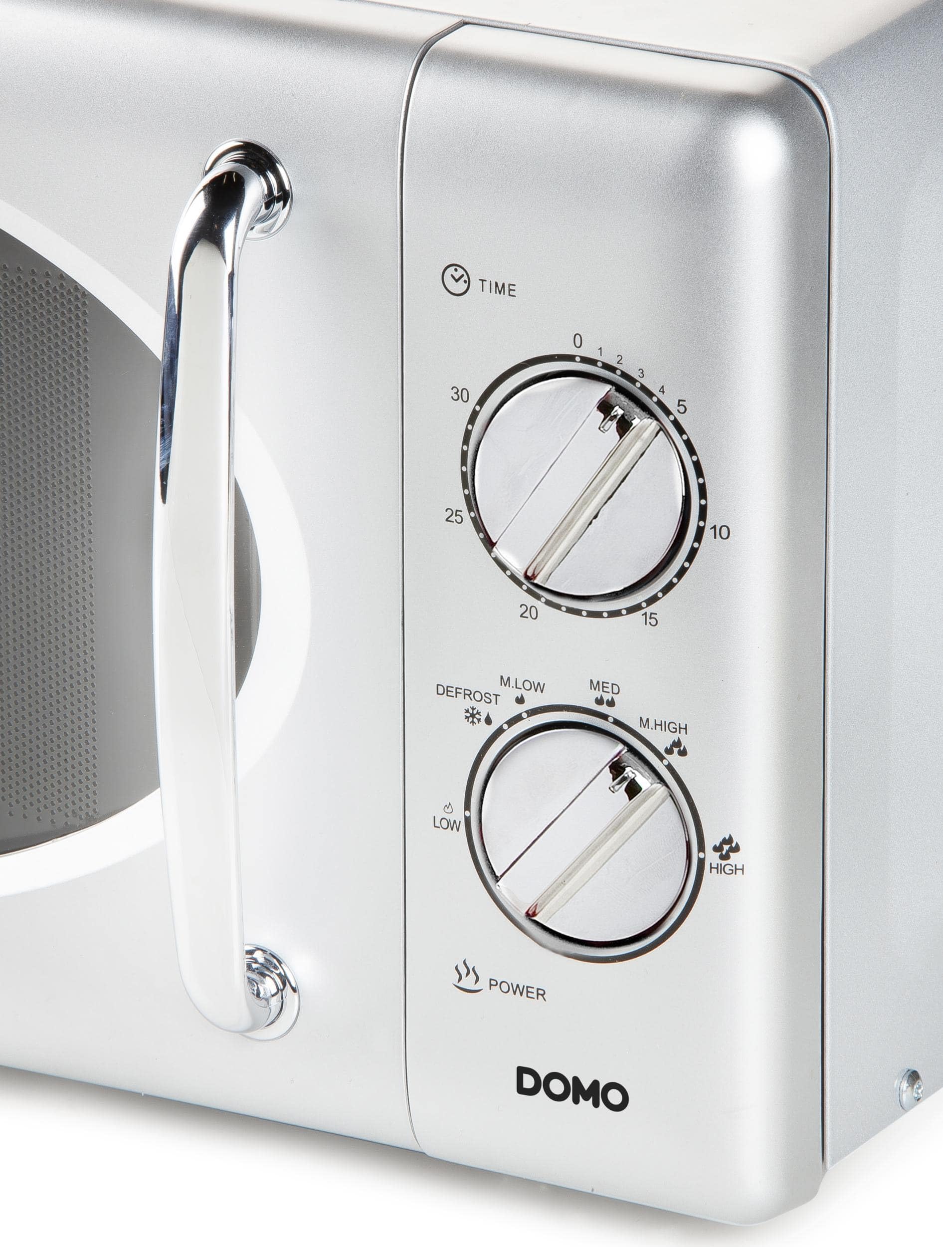 Domo DO3025 - Microondas (temporizador, 6 niveles de potencia, 25 litros, 900 W), color plateado y gris
