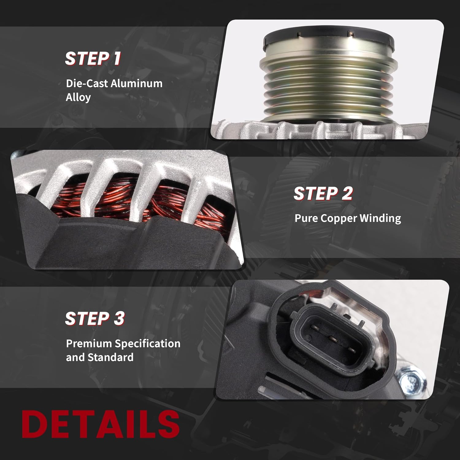 Alternator for-Hyundai Sonata 2014 Santa Fe 2013-2016 for-Kia Optima 2014-2015 Sorento 2012-2014 150Amp 12V CW 6-Groove Pulley 37300-2G800,37300-2G850