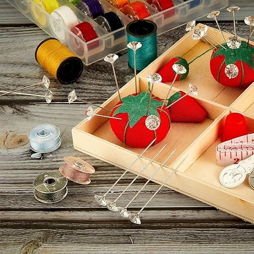 Miniatura 10 de Alfileres de ramillete de flores, alfileres de diamantes de imitación florales, cabeza de diamante de cristal, pasadores rectos transparentes para