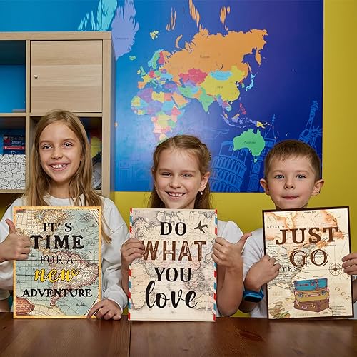 Miniatura 6 de Pasimy 17 pósteres de tablón de anuncios con temática de viaje por el mapa, decoración de aula de bienvenida, carteles inspiradores de aventura,