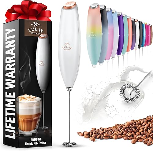 Miniatura 3 de Zulay - Potente espumador de leche con 4 pilas Duracell incluidas, manual, potente espumador de leche para capuchino, frappé, matcha y crema de
