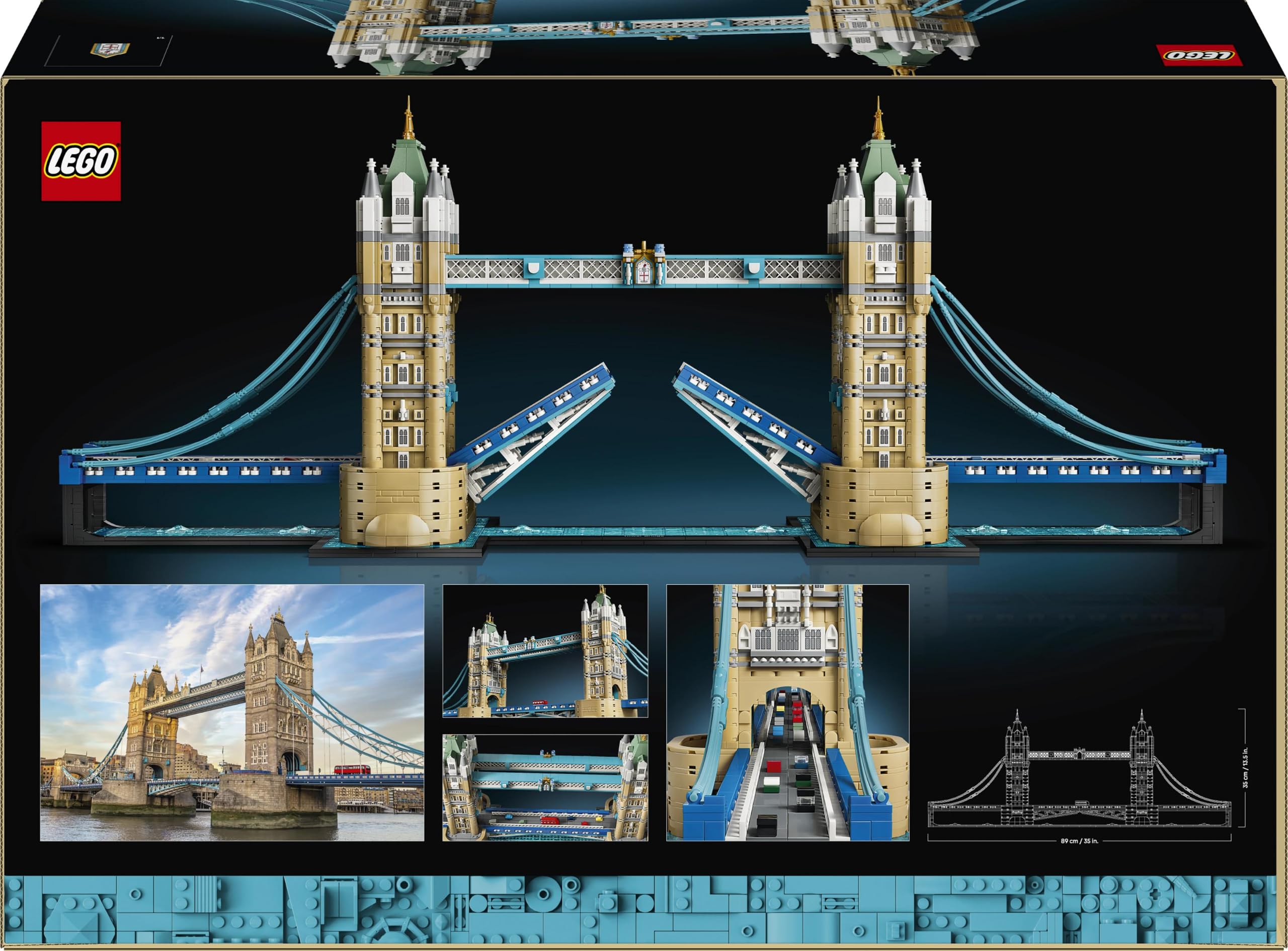 LEGO Architecture Tower Bridge - DIY Miniatur Modellbau für Erwachsene - 3D Regal Deko Set mit hochklappbaren Baskülen, Fluss Themse Sockel & London Doppeldeckerbus - Sammelbares Geschenk - 21067