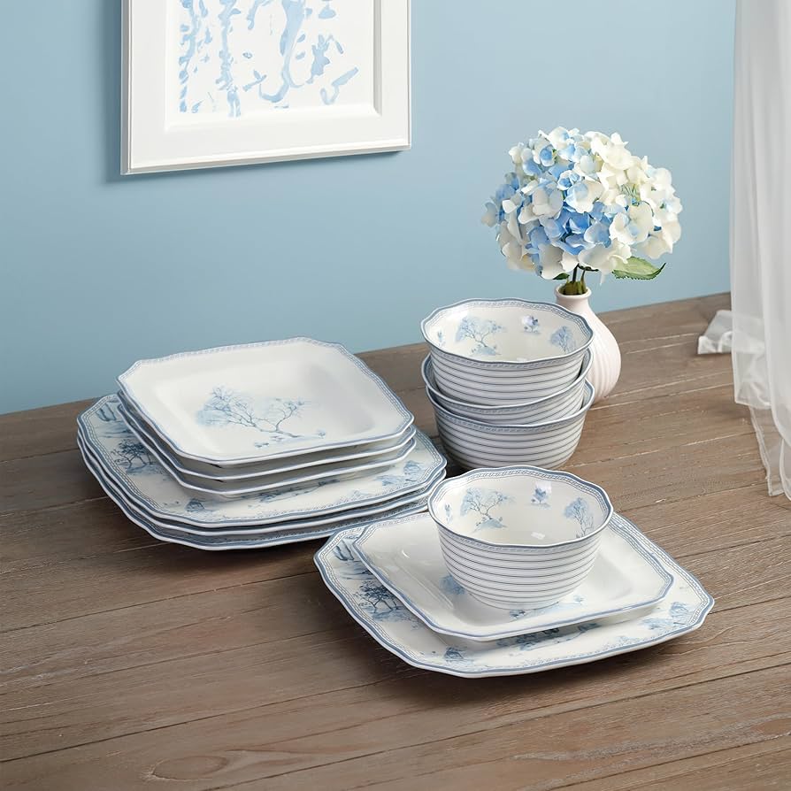 Amazon.com | 222 Fifth 12-Piece Porcelain Dinnerware Set for