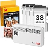 KODAK Mini 2 Retro 2x3 Mobile Photo Printer, 38 Sheets, Bluetooth Phone Printer Compatible With iOS & Android Smartphones, Instant Color Prints, 4PASS Dye Sublimation, White - 1