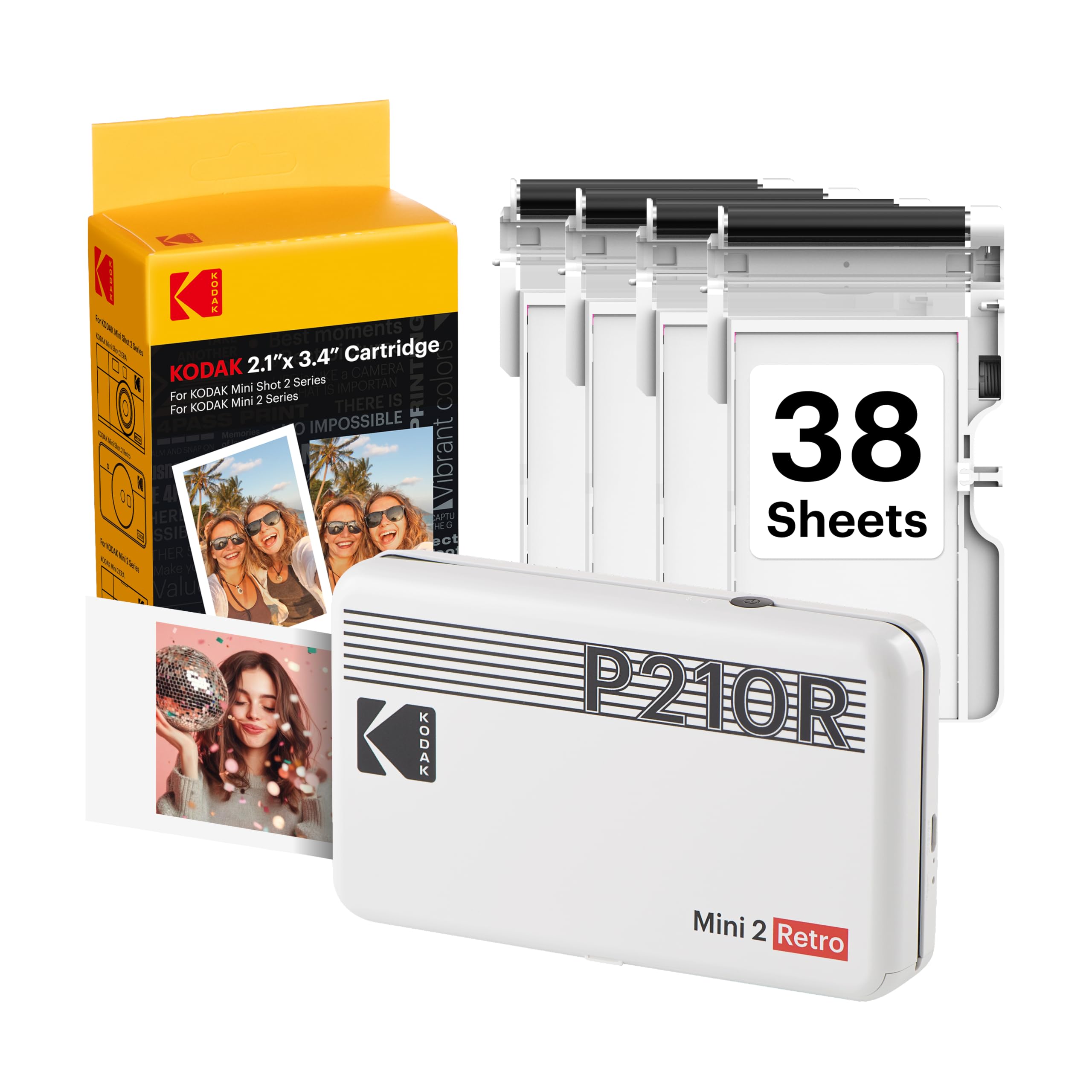 KODAK Mini 2 Retro 4PASS Portable Photo Printer (2.1x3.4 inches