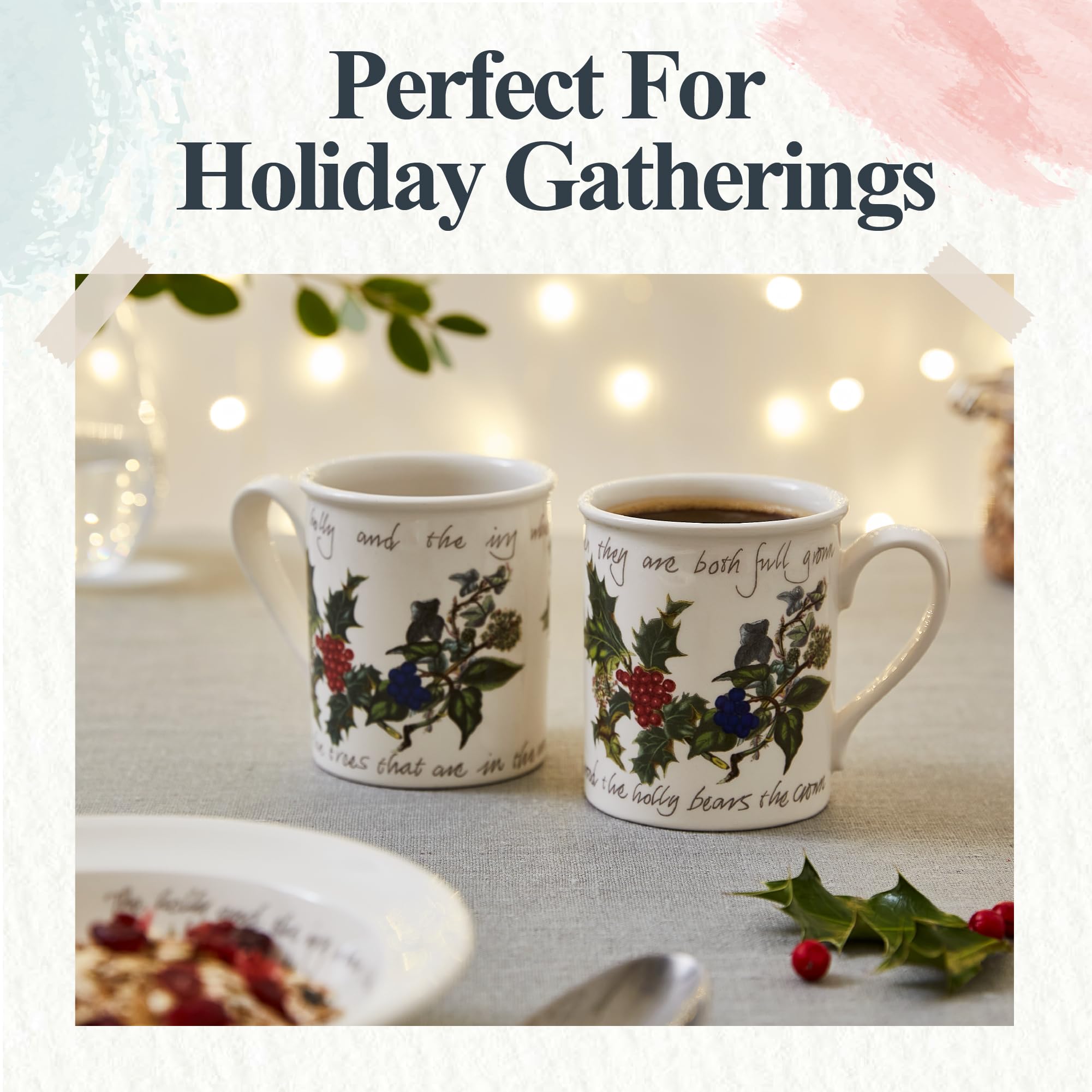 Amazon.com | Portmeirion Holly and Ivy Breakfast Mug, Set of 6