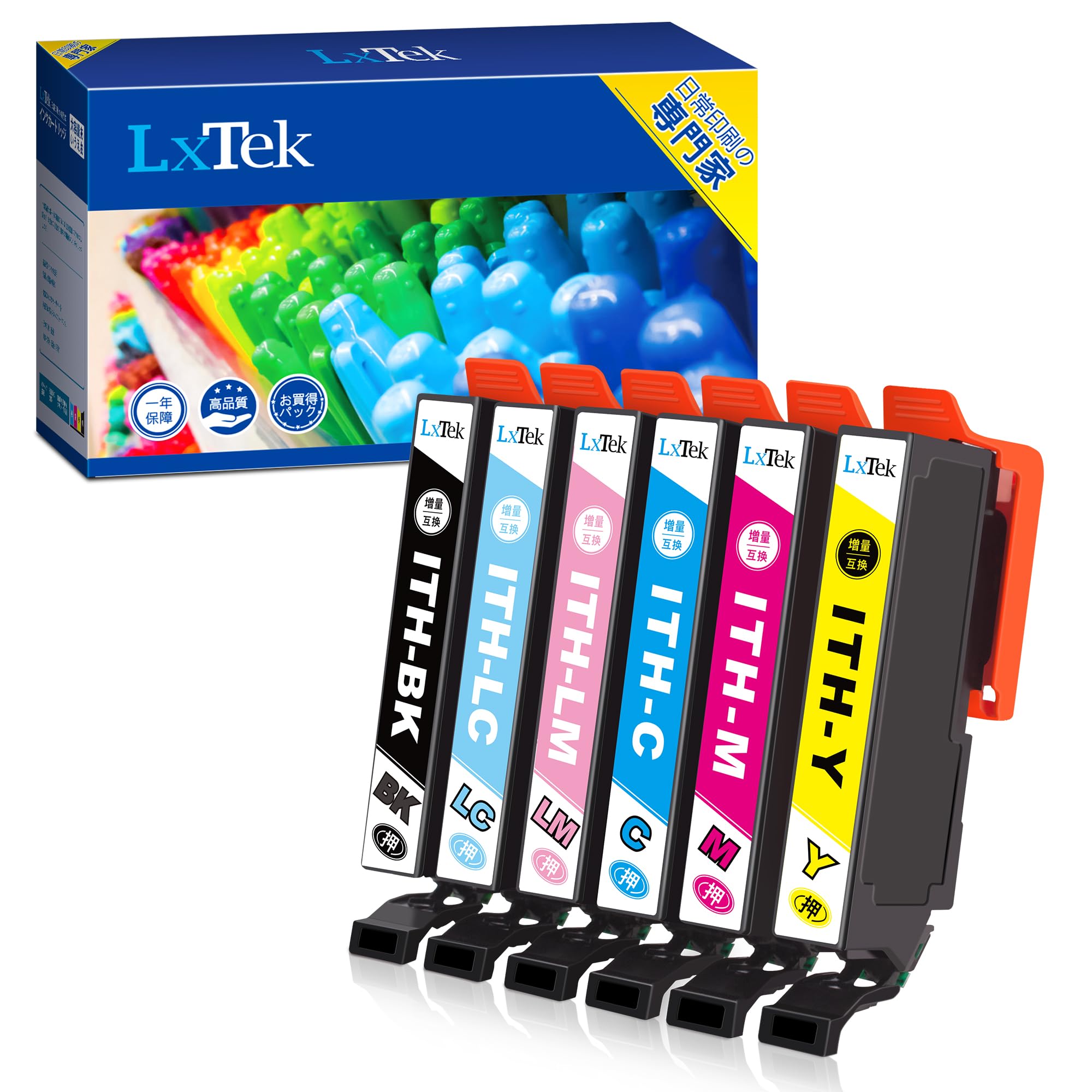 [LxTek] ITH-6CL Compatible Ink Cartridge for Epson ITH Ginkgo Ink, 6 Color  Set (Total 6 Pieces), Large Capacity, Instruction Manual Included,