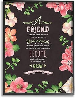 Stupell Industries A Friend White and Pink Floral Shakespeare Quote Typography Black Framed Wall Art, 11 x 14, Multi-Color