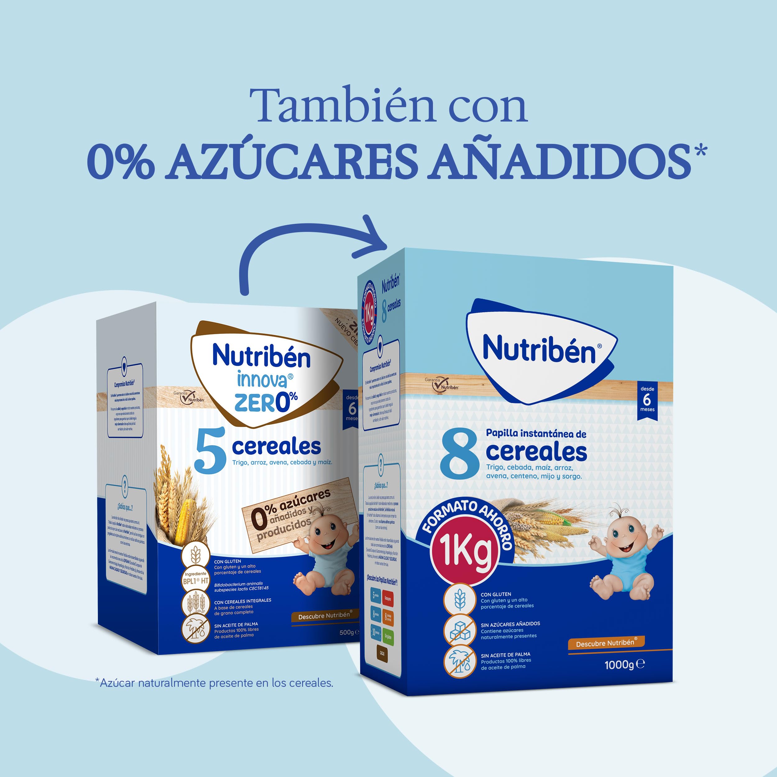 Nutribén innova ZERO 0% 5 Cereales, 500g, Trigo, Arroz, Avena, Cebada y Maiz, Bebés a Partir de 6 Meses, 0% Azúcares Añadidos y producidos, Cereales Integrales