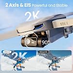 Mini X Drone avec 4K Caméra pour Adultes, 2-Axis Gimbal RC Quadcopter GPS Drone avec retour automatique, 5G FPV Transmission, Résistance au Vent,Suivez-moi,Temps de vol et distance longs, Cadeau de vol facile pour les débutants, Under249g