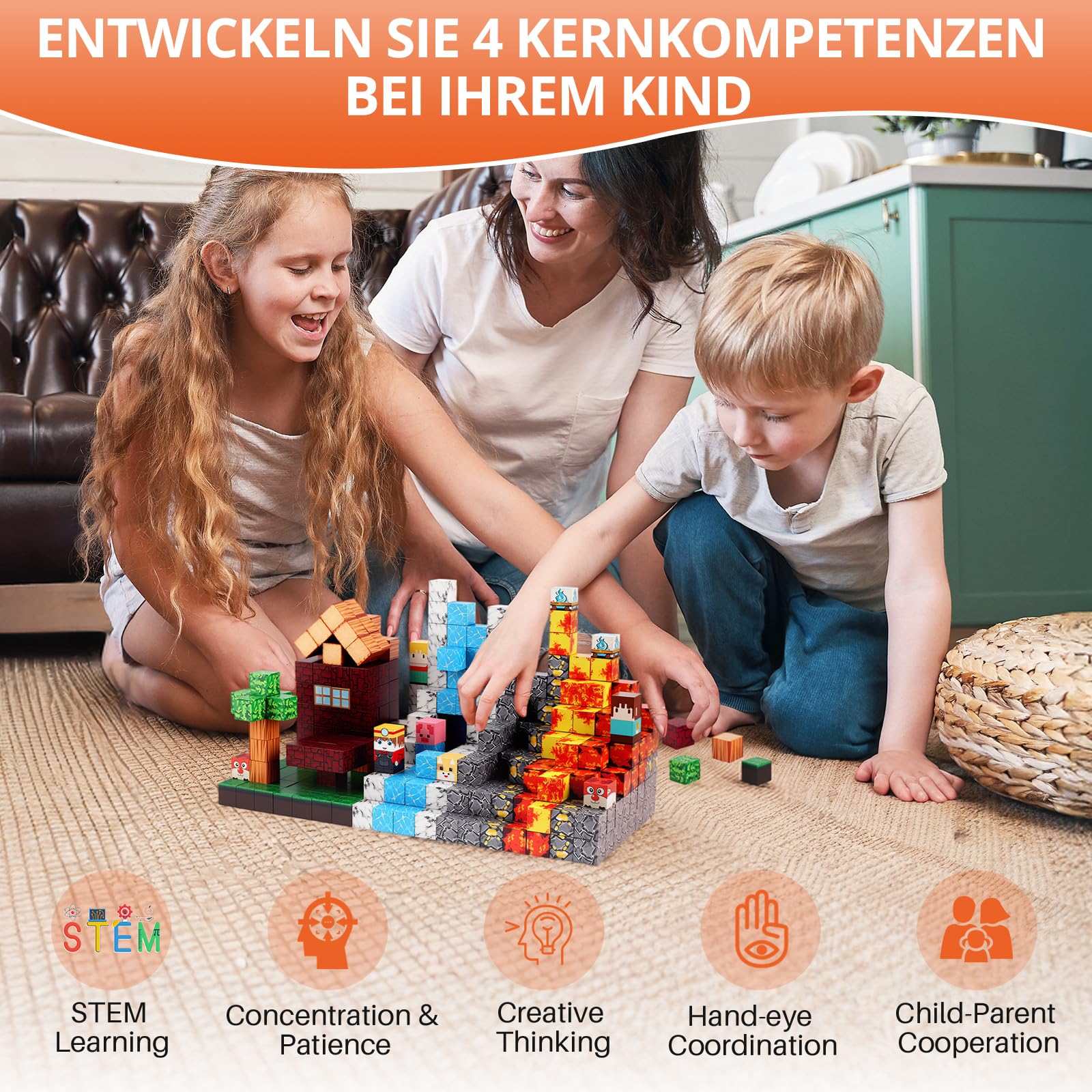 FUNYKICH Magnetische Bausteine, 470PCS Magnetbausteine Bauwelt Magnetspielzeug für ab 3-10 Jahren Jungen und Mädchen, Magnetisches Blöcke STEM Montessori Stapelspielzeug,Kreative Kinderspiele Geschenk