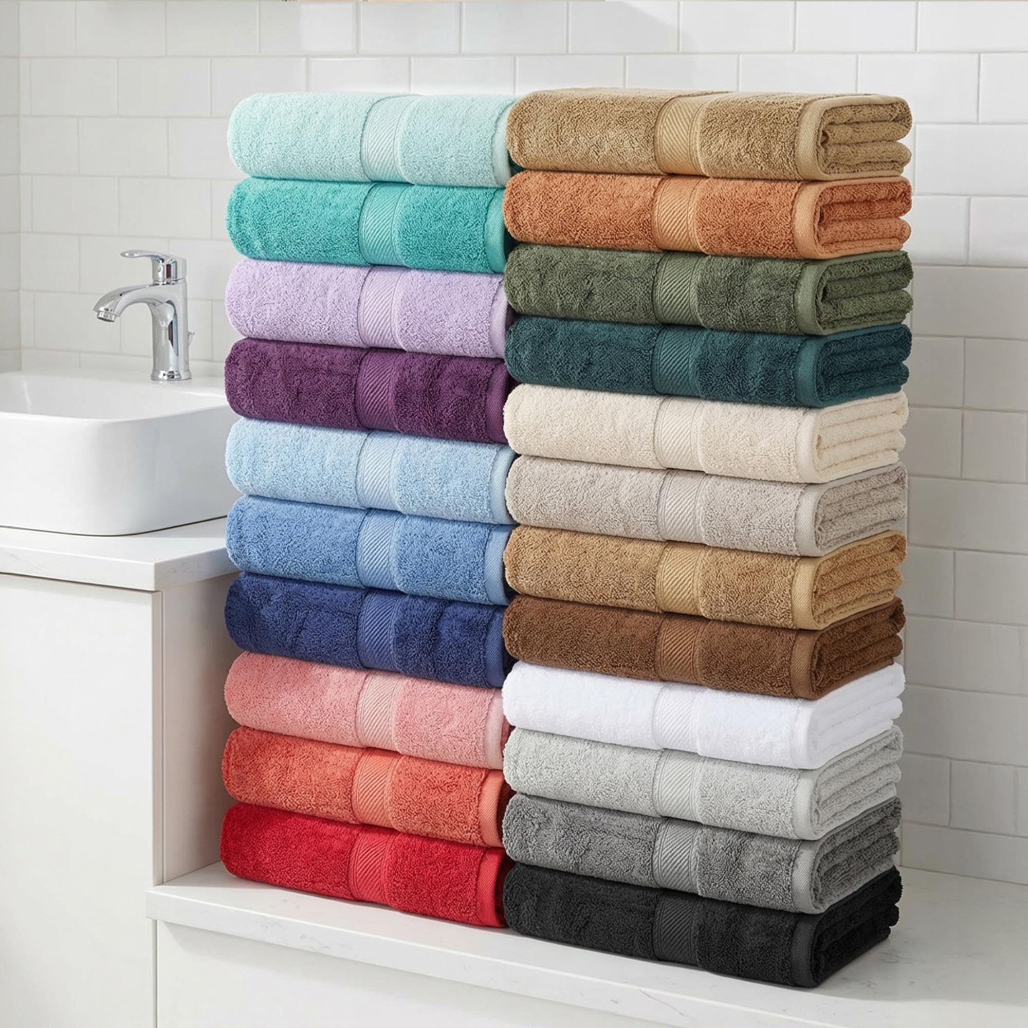 Superior Juego de 4 toallas de baño de algodón egipcio, toallas de lujo ultrasuaves, esenciales de felpa gruesa, absorbentes, pesadas, baño de invitados, hotel, spa, baño en casa, artículos básicos de