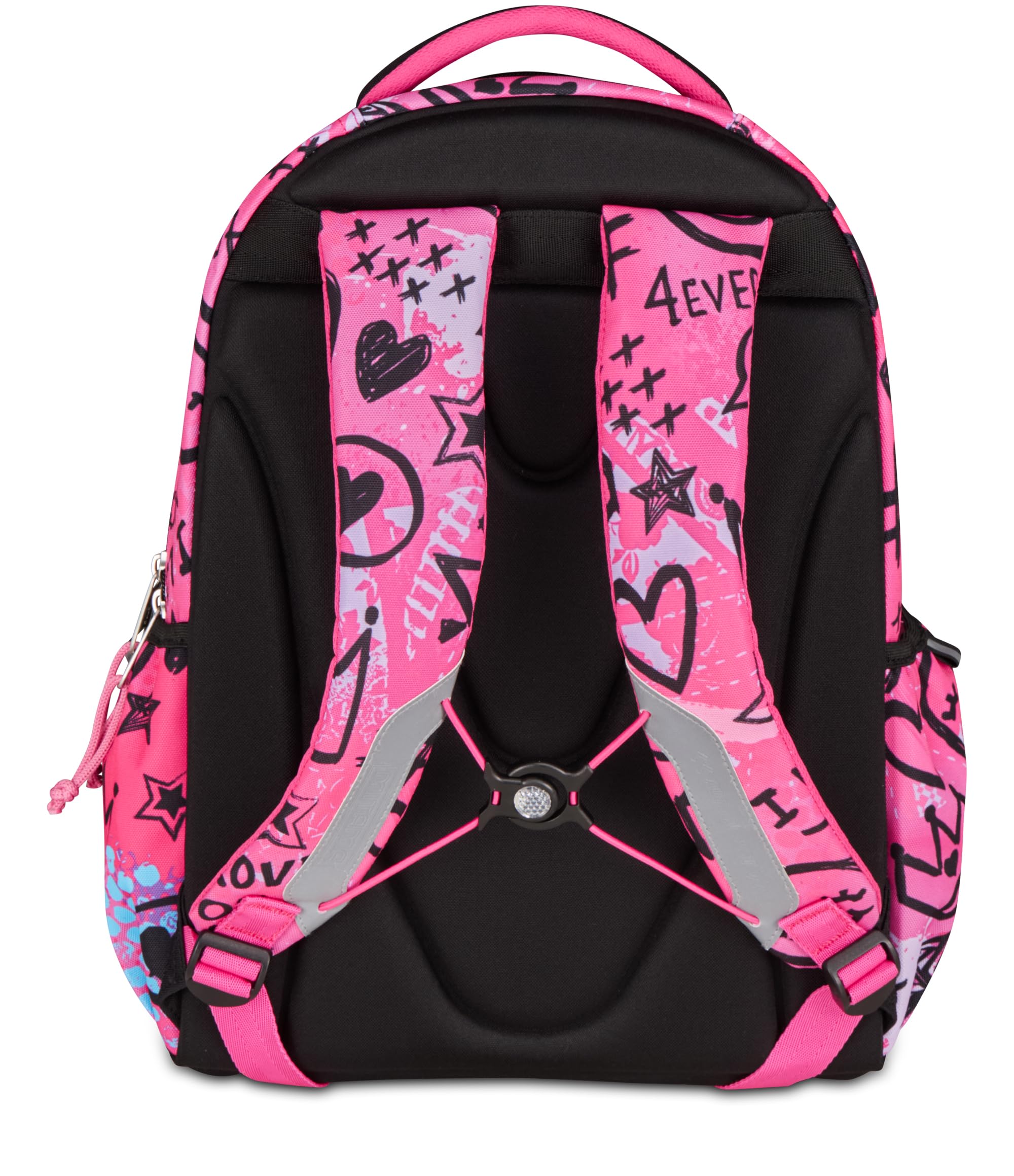 Mitama Zaino Scuola Elementare M-Power RockNLove, Triplo Scomparto, Ragazzi e Ragazze, Tasca Porta Borraccia, Schienale Imbottito, rosa