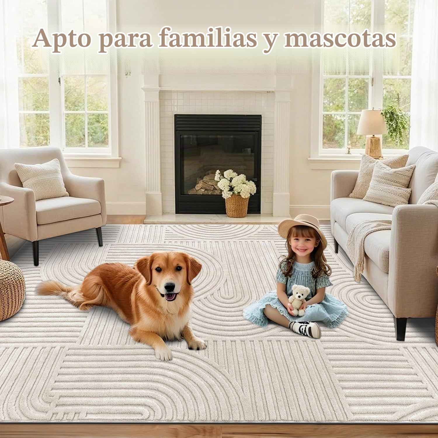 SHACOS Alfombra Salón Moderna Beige 160x230cm Alfombra Decorativa Habitación Motivo Geométrico Suave Antideslizante Interior para Sala de Estar, Dormitorio, Comedor