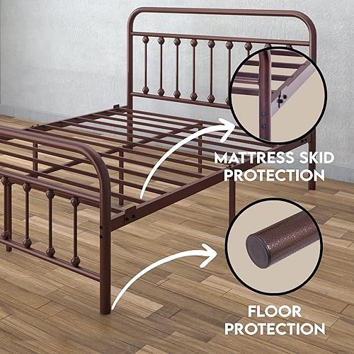 Miniatura 6 de Golden Gate Beds Vintage Style Metal Bed Frame with Wrought Iron Headboard and Footboard, Classic Platform Bedframe with Storage, No Box Spring