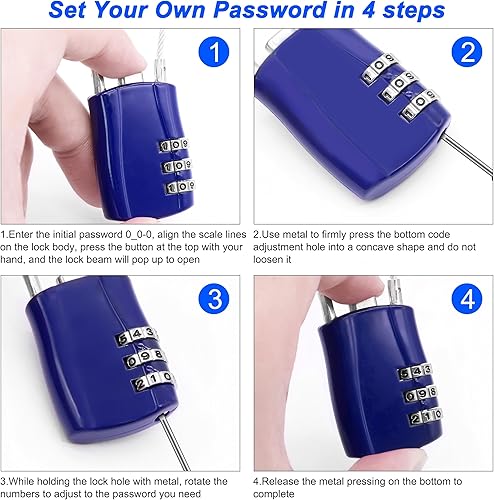 Miniatura 4 de MEIRIYFA Candado de combinación de 3 dígitos con contraseña para exteriores, impermeable, bloqueo de alambre para Scool Gimnasio, taquillas, puerta,