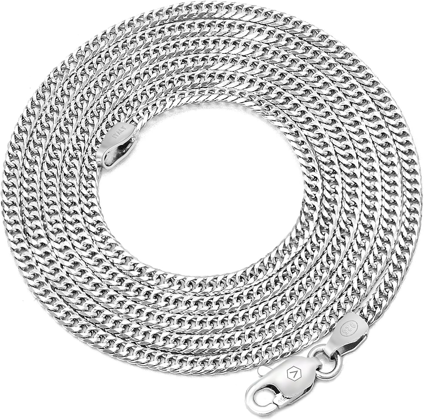 VENICEBEE® Sterling Silver Chain 925 Necklace Dual Curb 22" inch long 2MM wide - Beautiful Fine Jewelry + Velvet Pouch, Polishing Cloth - HYPOALLERGENIC LEAD-FREE NICKEL-FREE METAL Curb 22-2