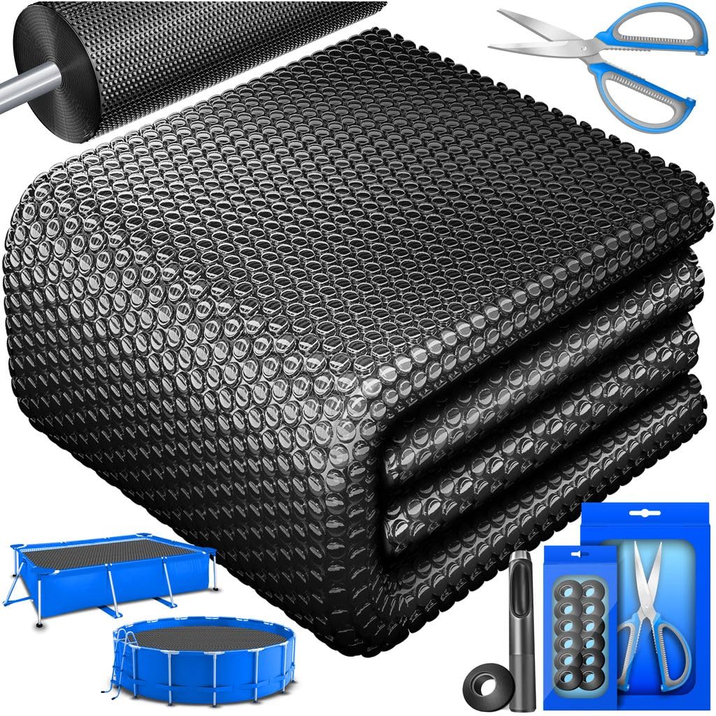 KESSER® Bâche Solaire pour Piscine Ronde Ø 244 cm | Foglio Solaire épaisseur 120 ṁm | La bâche Solaire de Couverture Solaire Peut être coupée | Bâche Solaire de Piscine Feuille, Le Noir, Ø 366 cm