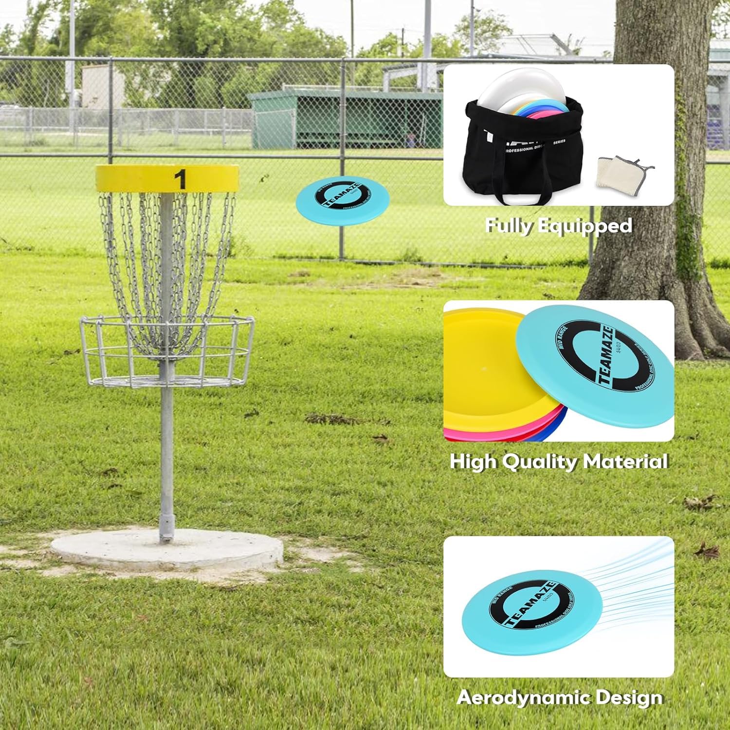 Set Débutant Disc Golf BOOSTEADY - 7 Disques Pro + 2 Serviettes - Parfait Pour Jardin Et Extérieur