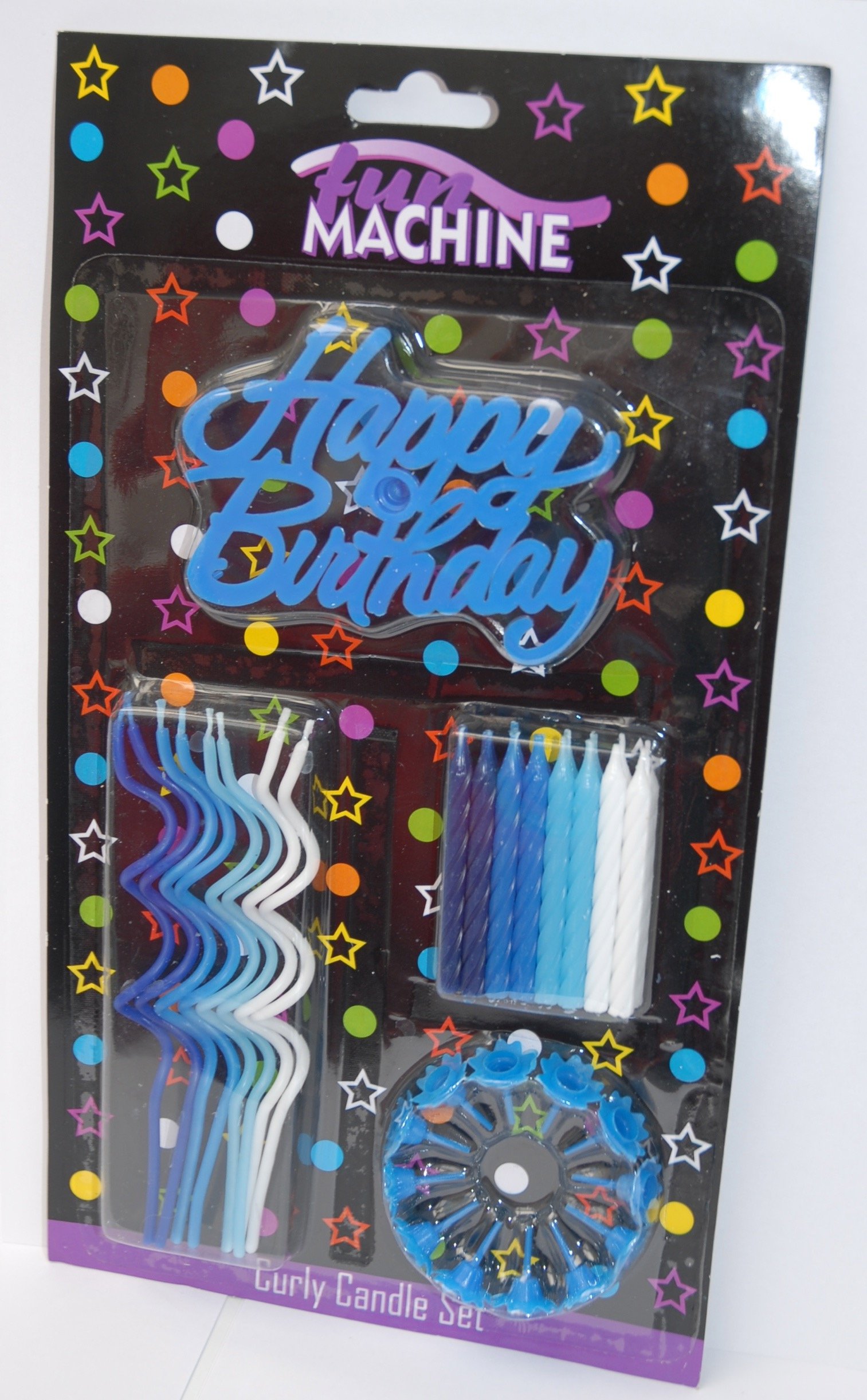 Happy Birthday Curly Candle Set including Happy Birthday Candle Holder, Candle Holders and assorted candles