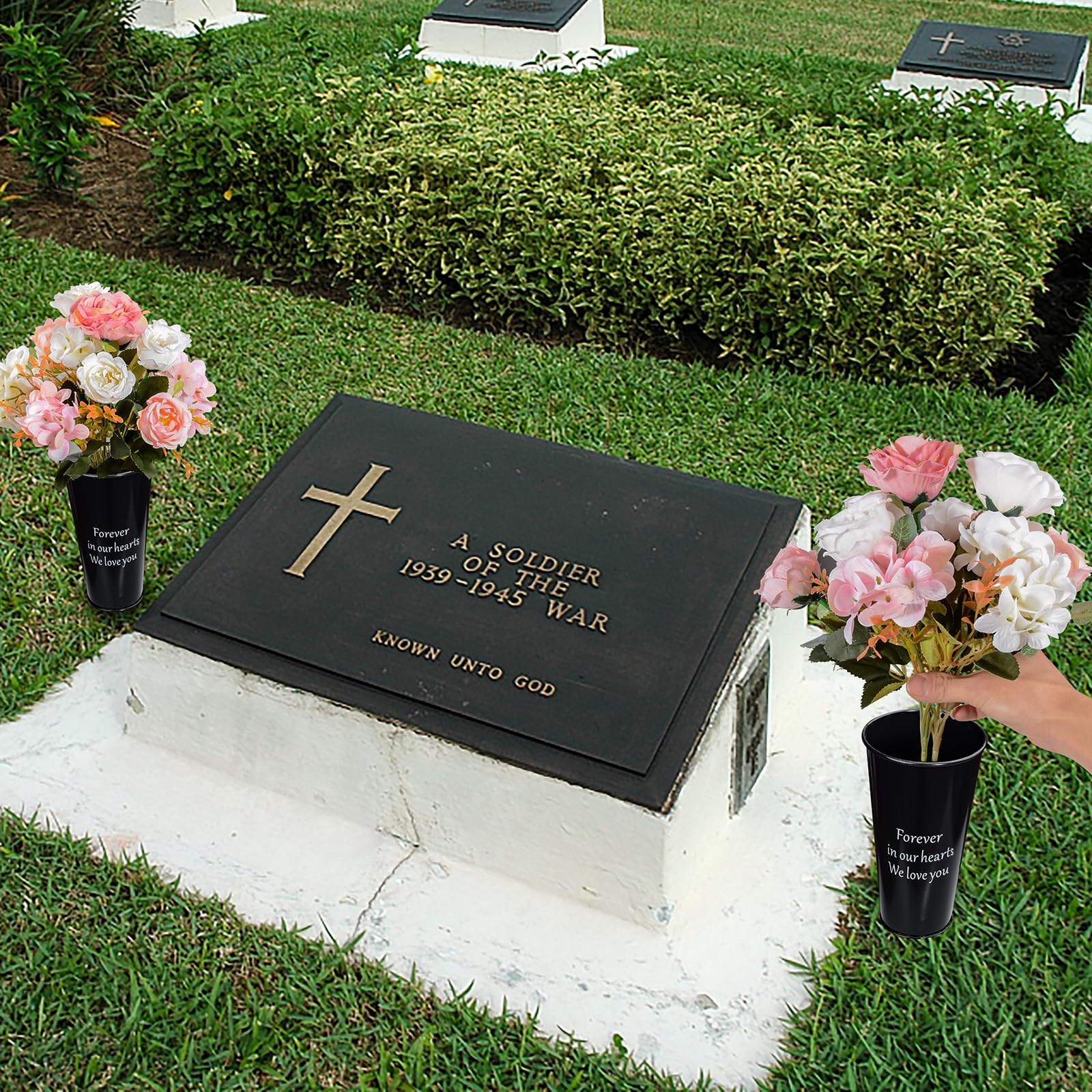 Amazon.com: AOFOX Metal Cemetery Vases, 2 Pcs Metal Grave Memorial