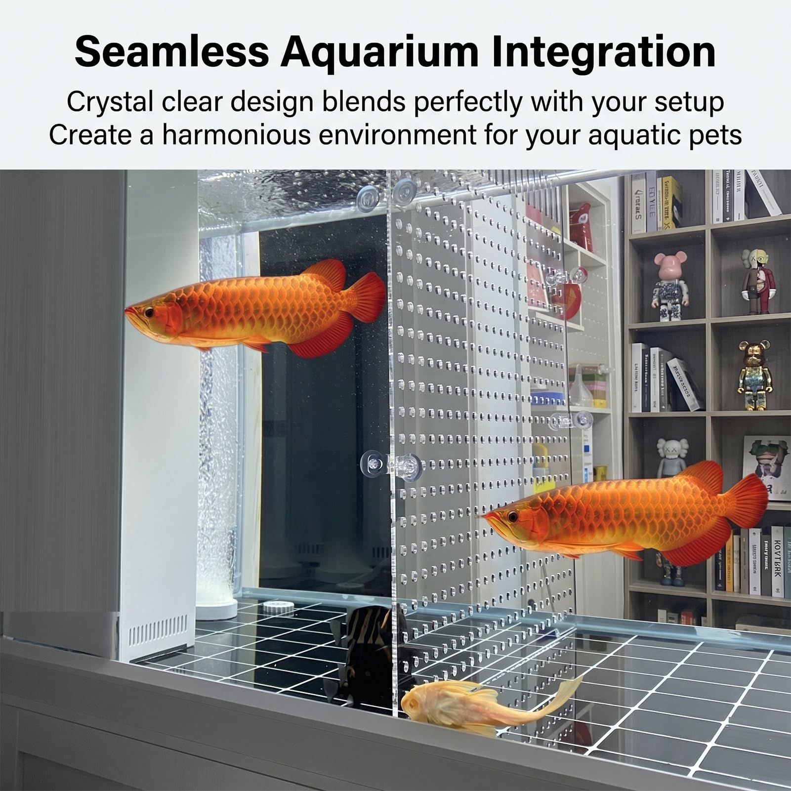 Séparateur D'Aquarium pour Alevins Ou Poissons Blessés, Plaque Acrylique Transparent, Grille 5mm avec Ventouses(70x120cm)