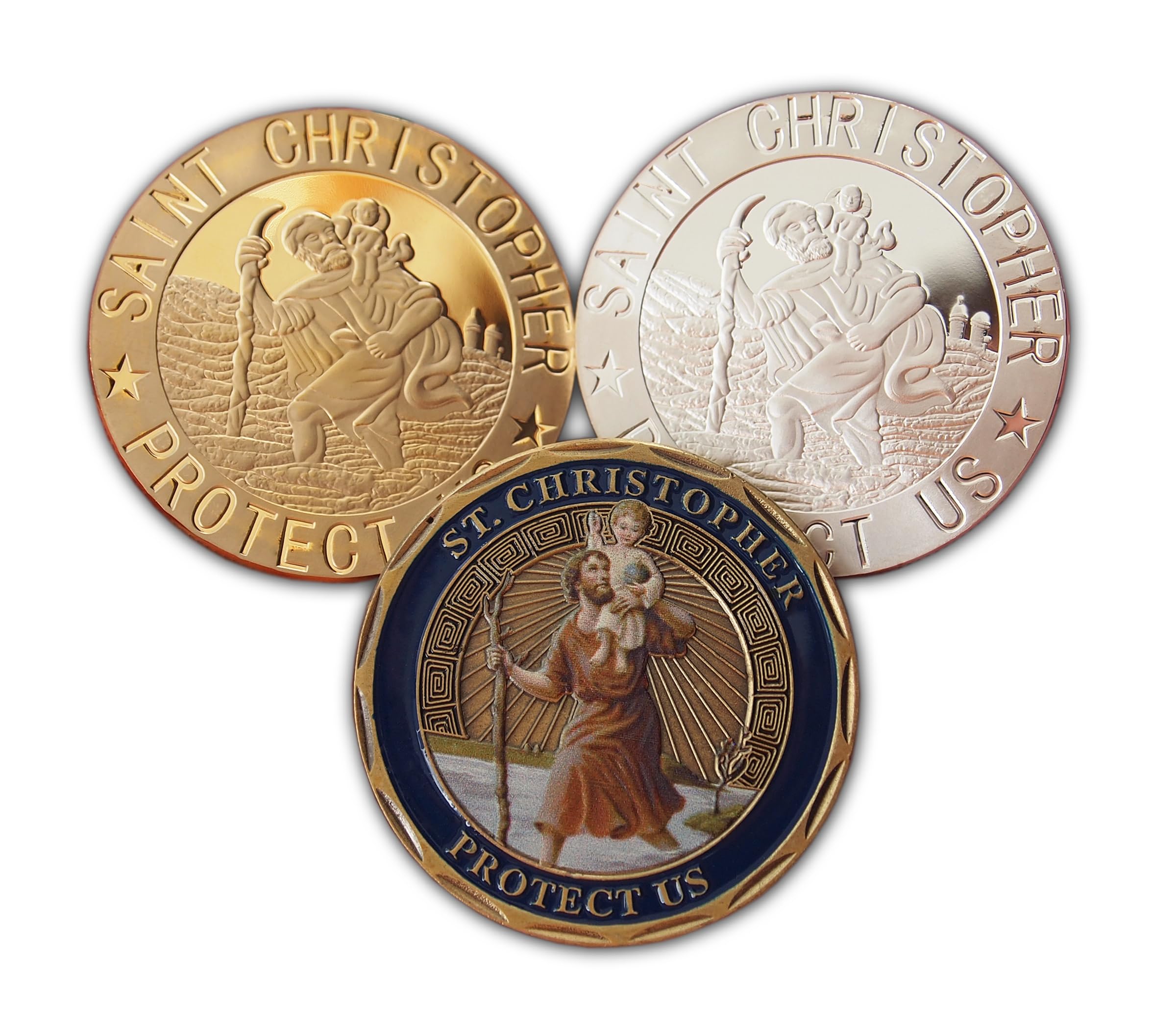 Eillwin Saint Christopher Commemorative 3-Pack Coin Set Religious Keepsake