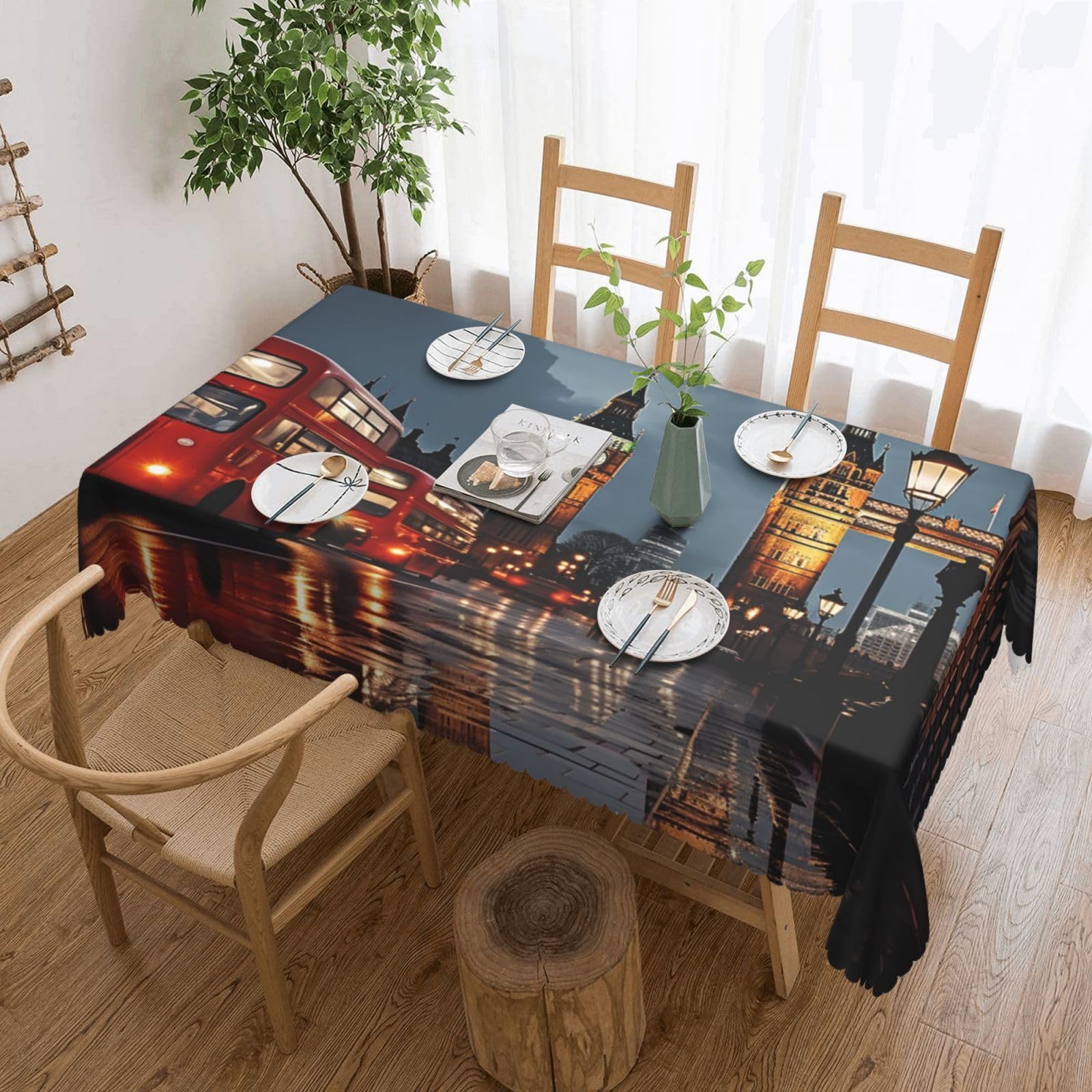 Nappe table rectangulaire imperméable infroissable motif Londres