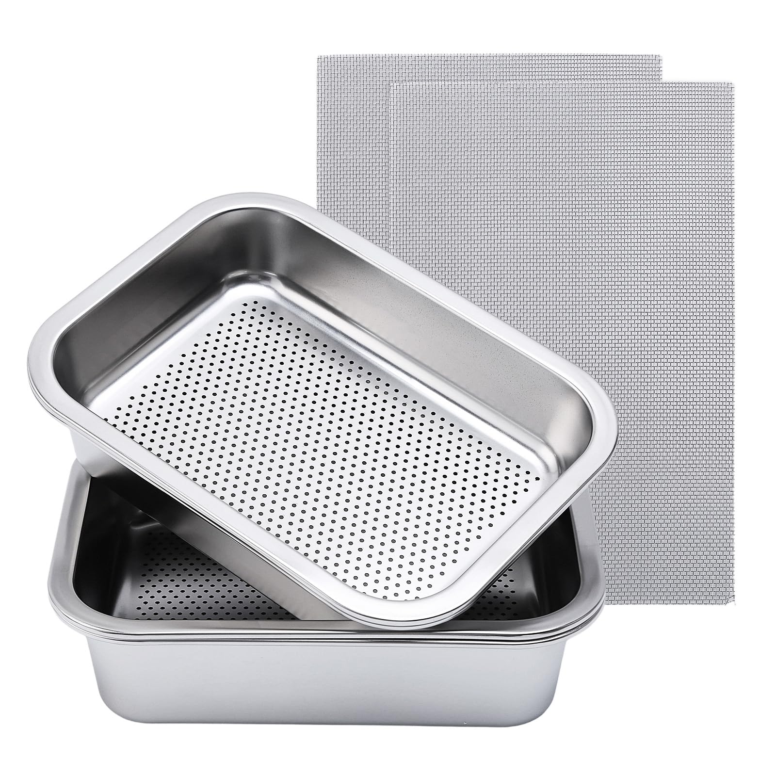 iFCOW Kit de germinación, 2 unidades de rejilla de acero inoxidable para cultivadores de plantas de microgreens para el cultivo de frijoles Mung, alfalfa, hierba de trigo, plantas de interior