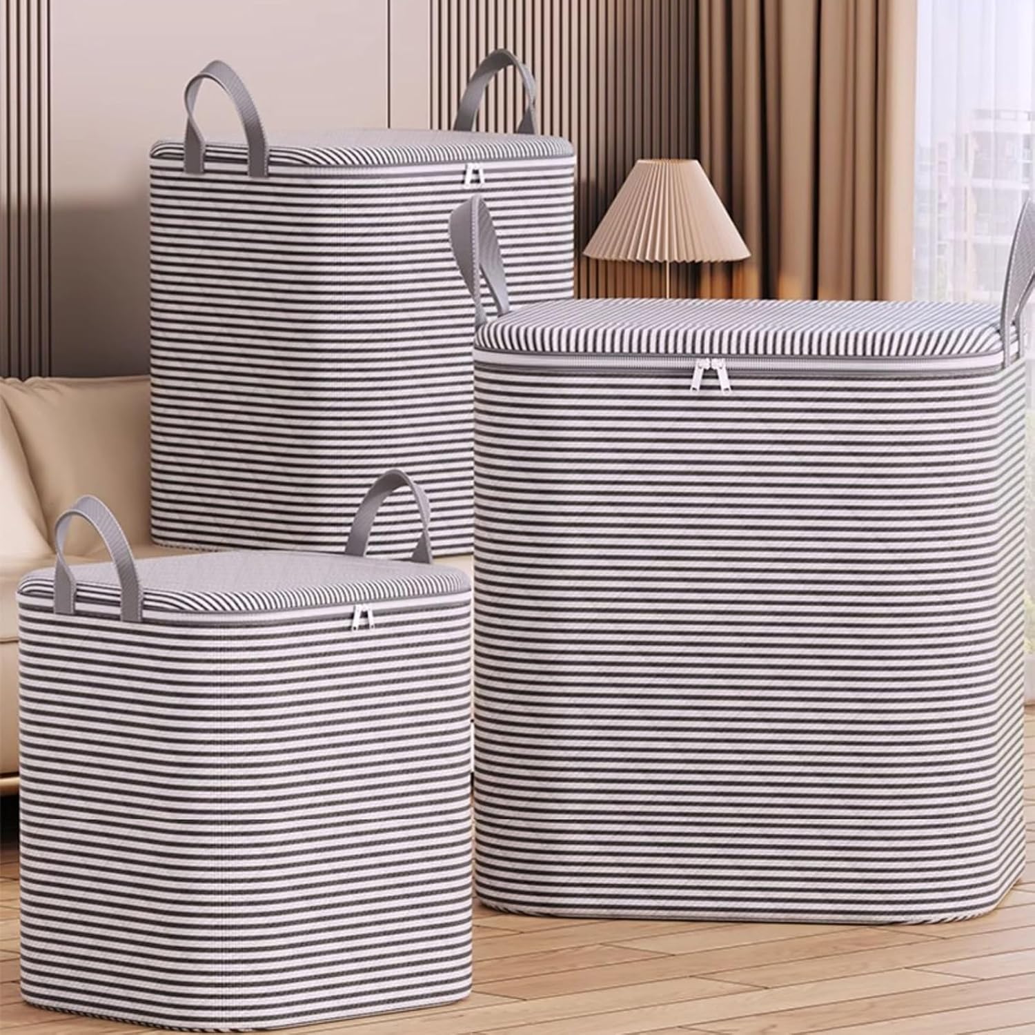 Large Storage Bags,Lidded Home Storage Bins Under-Bed Closet Storage Containers with Durable Handles Closet Clothes Organizer Containers Home Cubes Baskets(50 * 50 * 72cm)