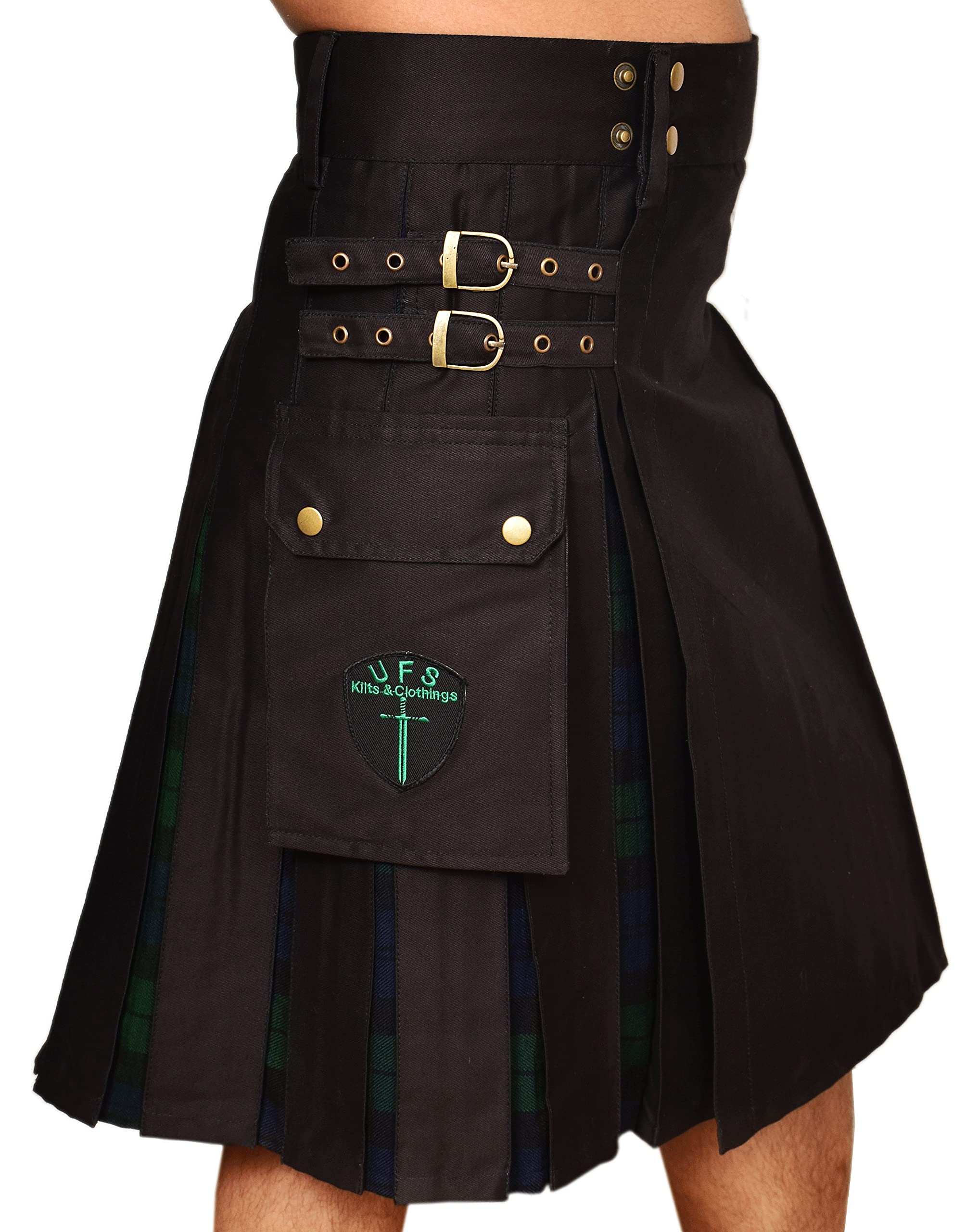 Kilts – Hybrid Utility Kilt for Men in Cotton & Tartan, Sizes 30''-66'' (BlackWatch 34)