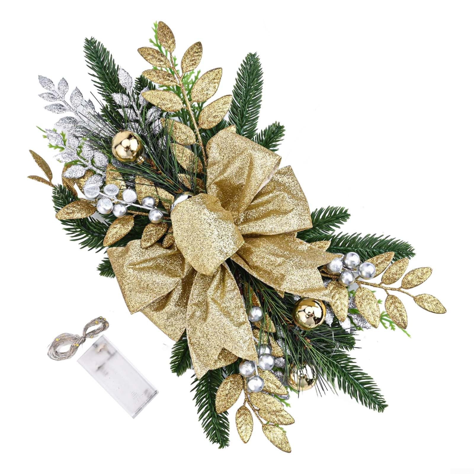 Adornos de Navidad, decoración de escalera de Navidad de 17 72 pulgadas con conos de pino y cadena de luz LED, con ramas de PVC realistas e iluminación LED, para escaleras, ventanas,