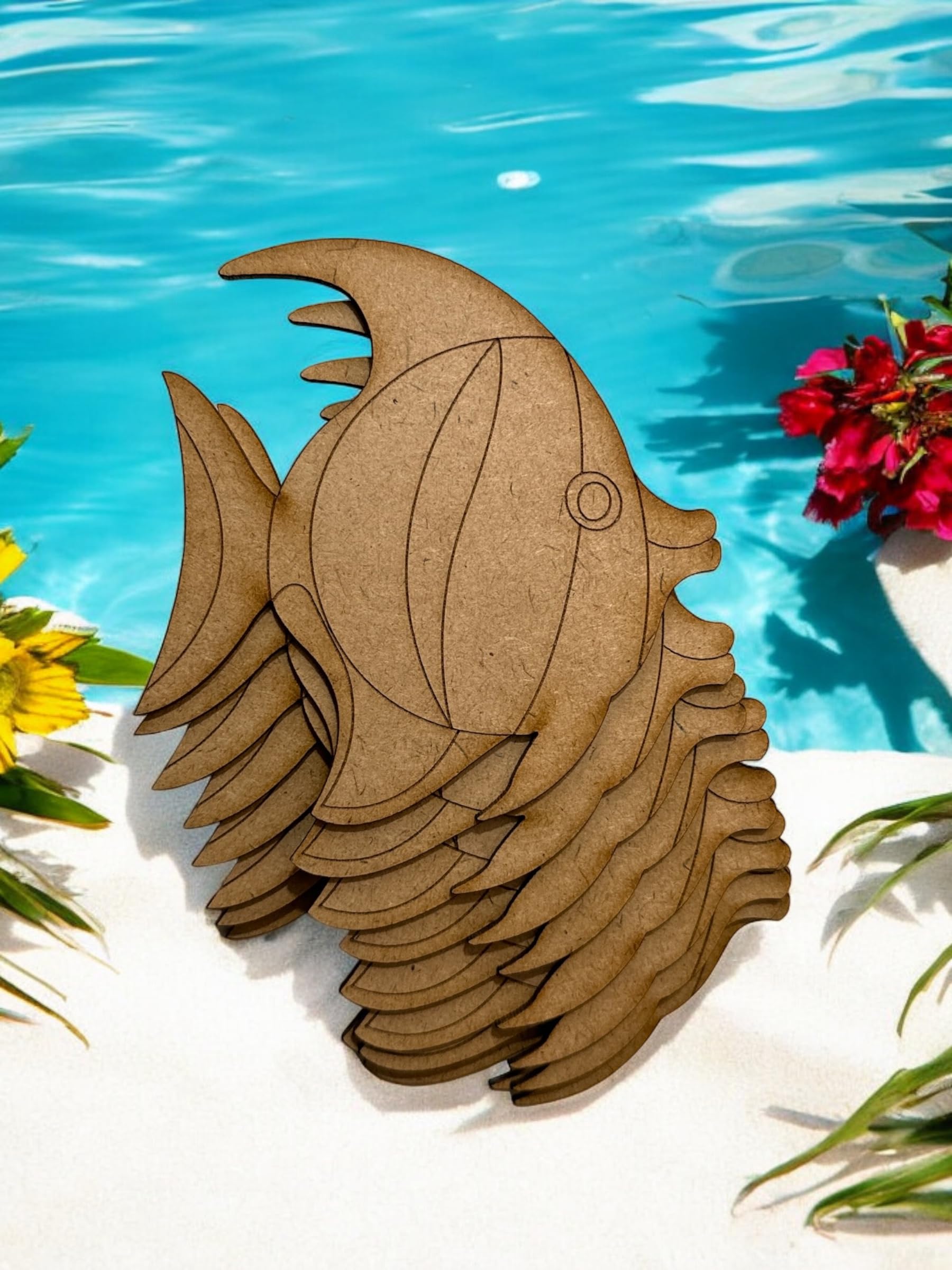 Bs amor Fish pre Marked Plain MDF Cutouts for DIY Crafts, 10 Pieces, 10 x 10 cm 2
