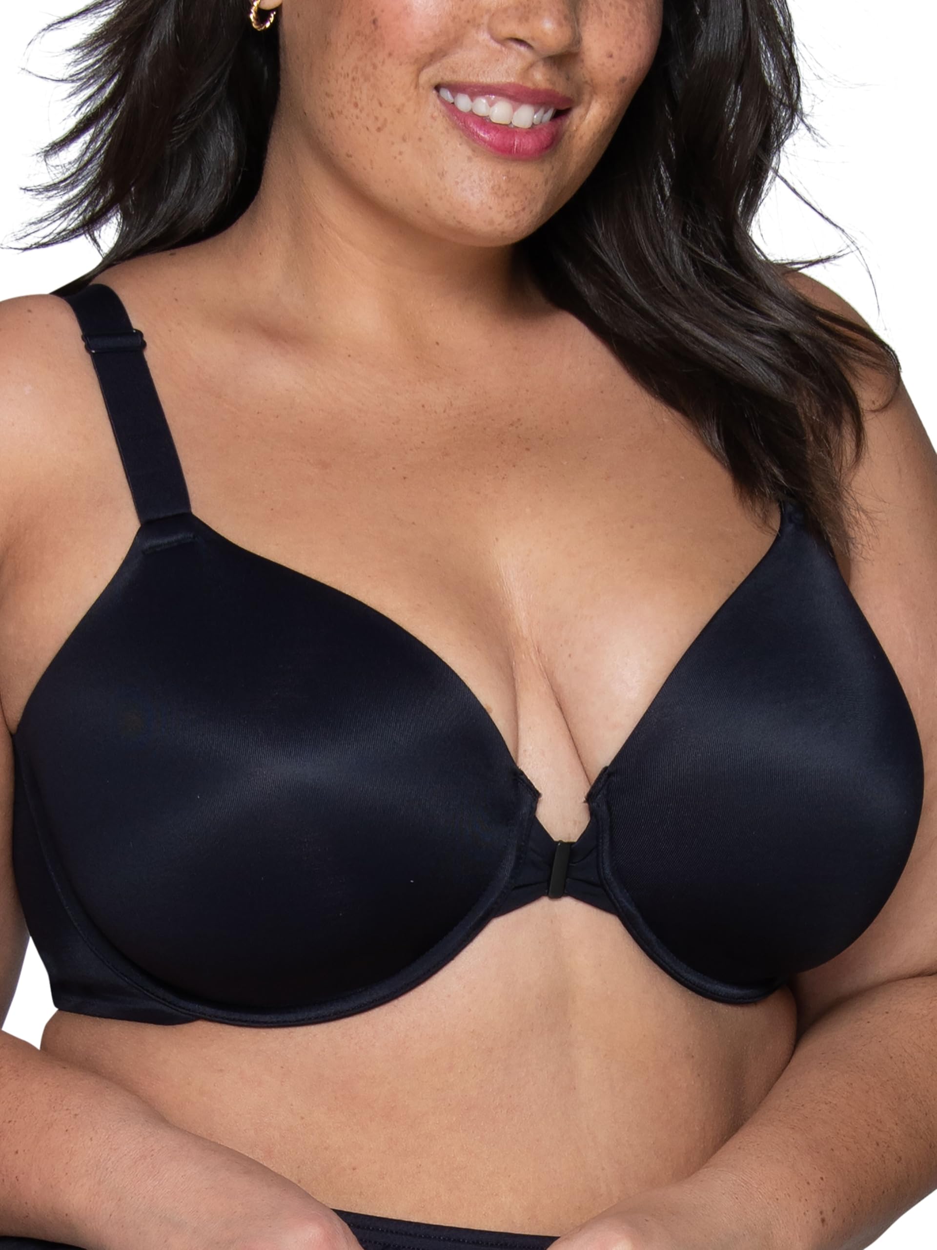 Vanity Fair Women's Beauty Back Full Figure Front Close Underwire Bra, Black, 40DD