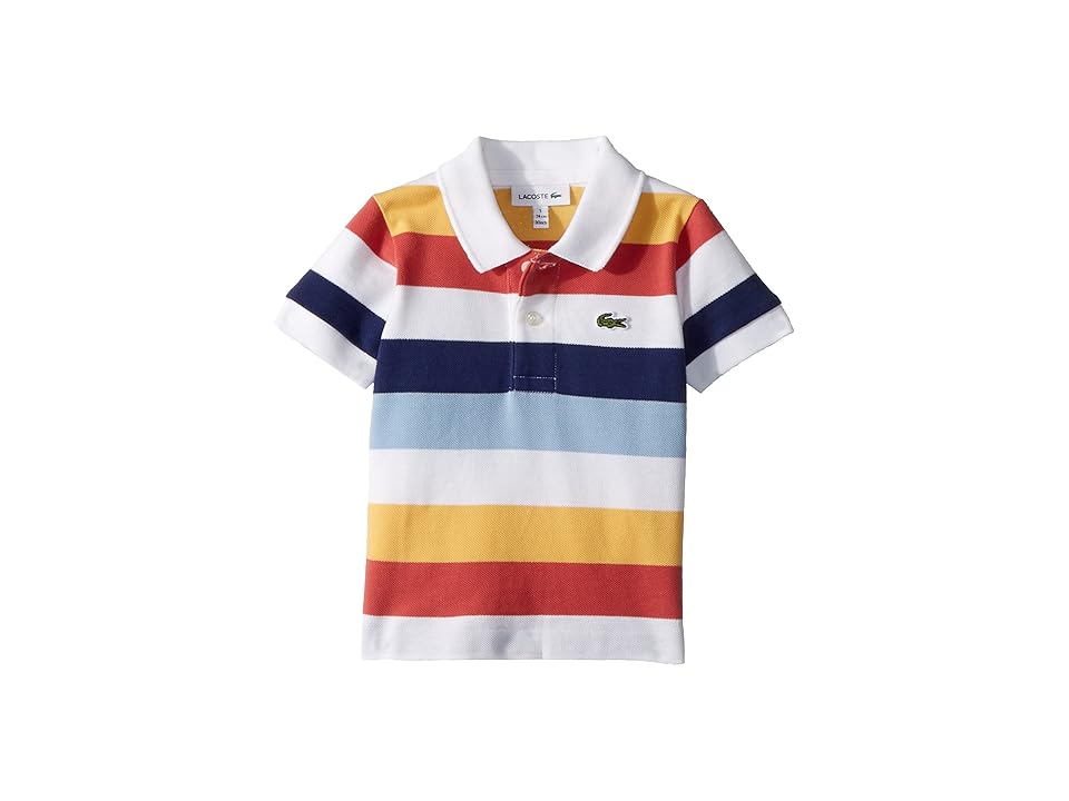 

Lacoste Kids Short Sleeve Multicolor Striped Pique Polo (Infant/Toddler/Little Kids/Big Kids) (White/Dragonfly/Maritime) Boy's Clothing, Multi