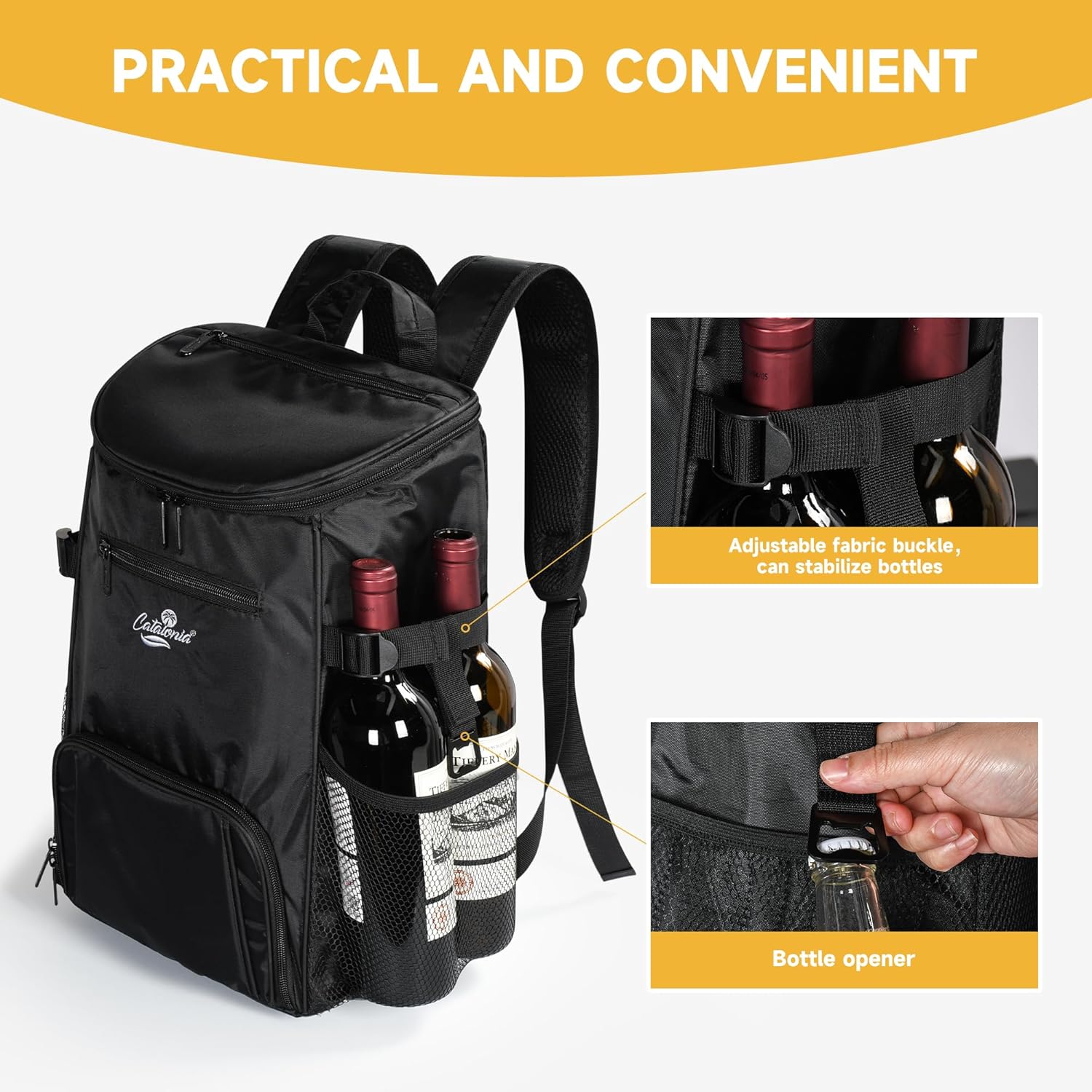 Catalonia Insulated Cooler Backpack, 33 Cans Leak Proof Cooler Bag, Portable Waterproof Backpack for Outdoor Adventures, Beach, Hiking, BBQ, Fishing, Camping & Picnic