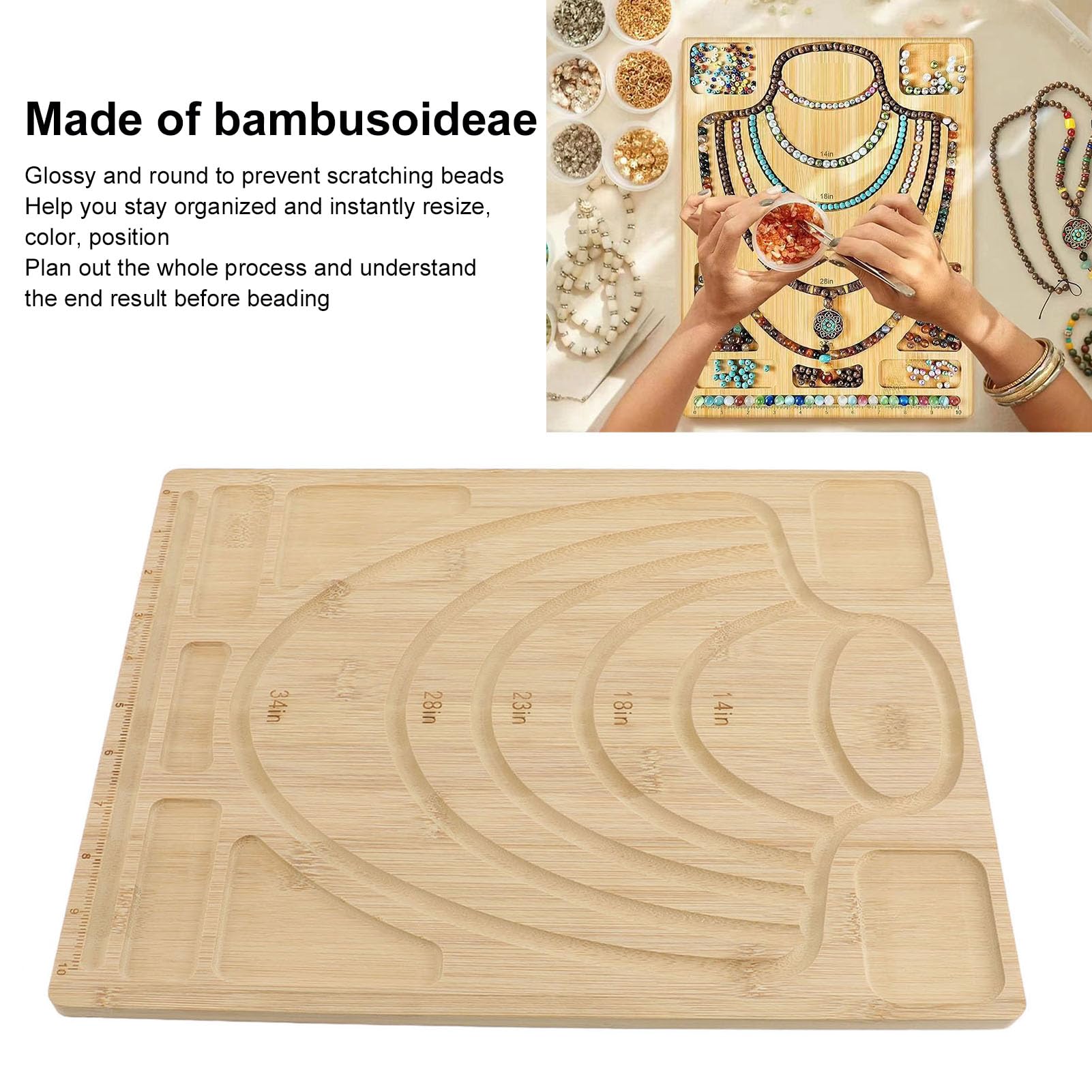 Tavolette per gioielli, tappetino liscio per gioielli Bambusoideae 14in 18in 23in 28in 34in Facile da usare vassoi per perline per il design fai da te, collana, braccialetto