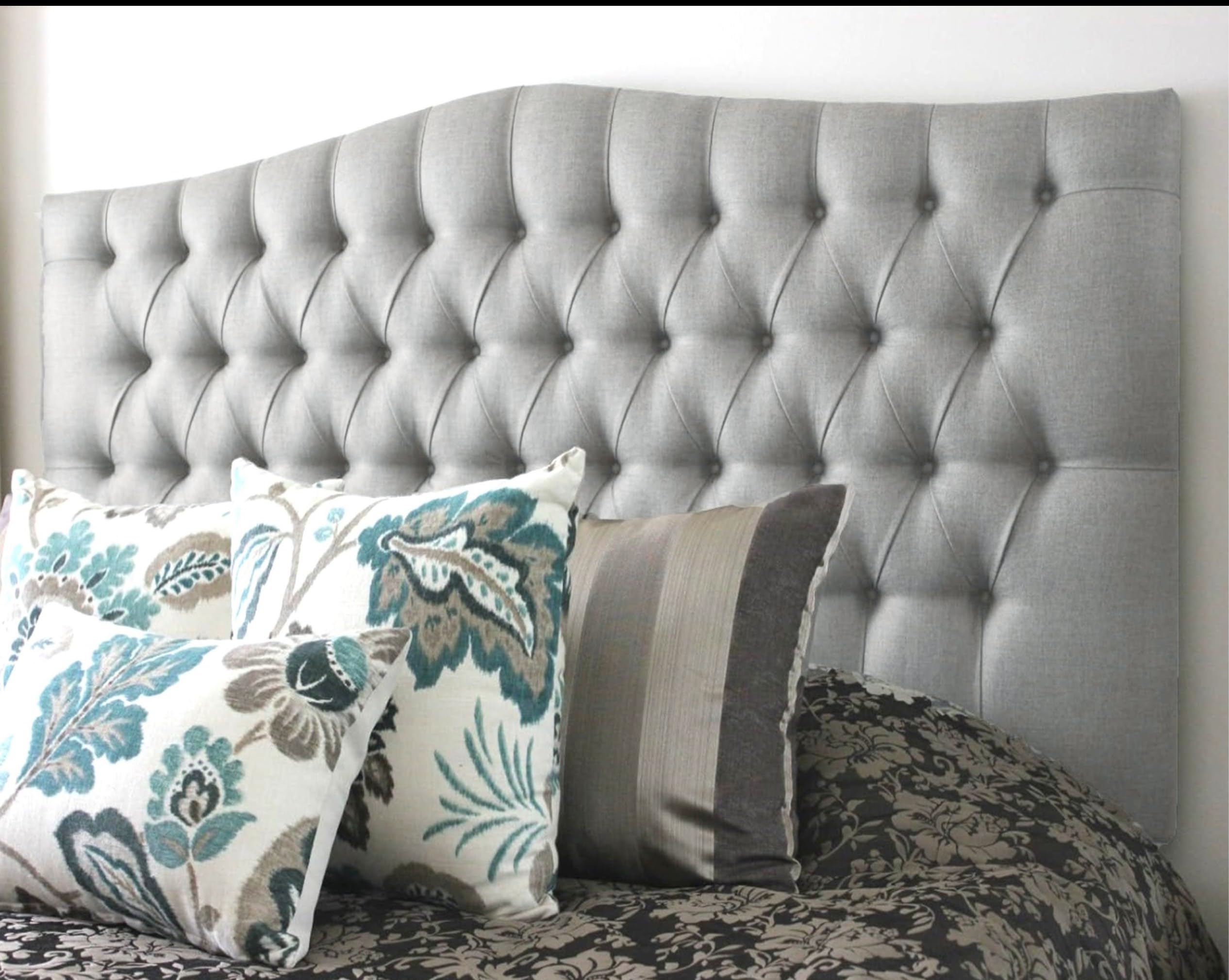 luxisleepltd Plush Velvet Fabric Dewsbury Tufted Upholstered Headboard for divan bed frame Single double king 26/30" Height, (Gt Grey, 5ft-26'' High)