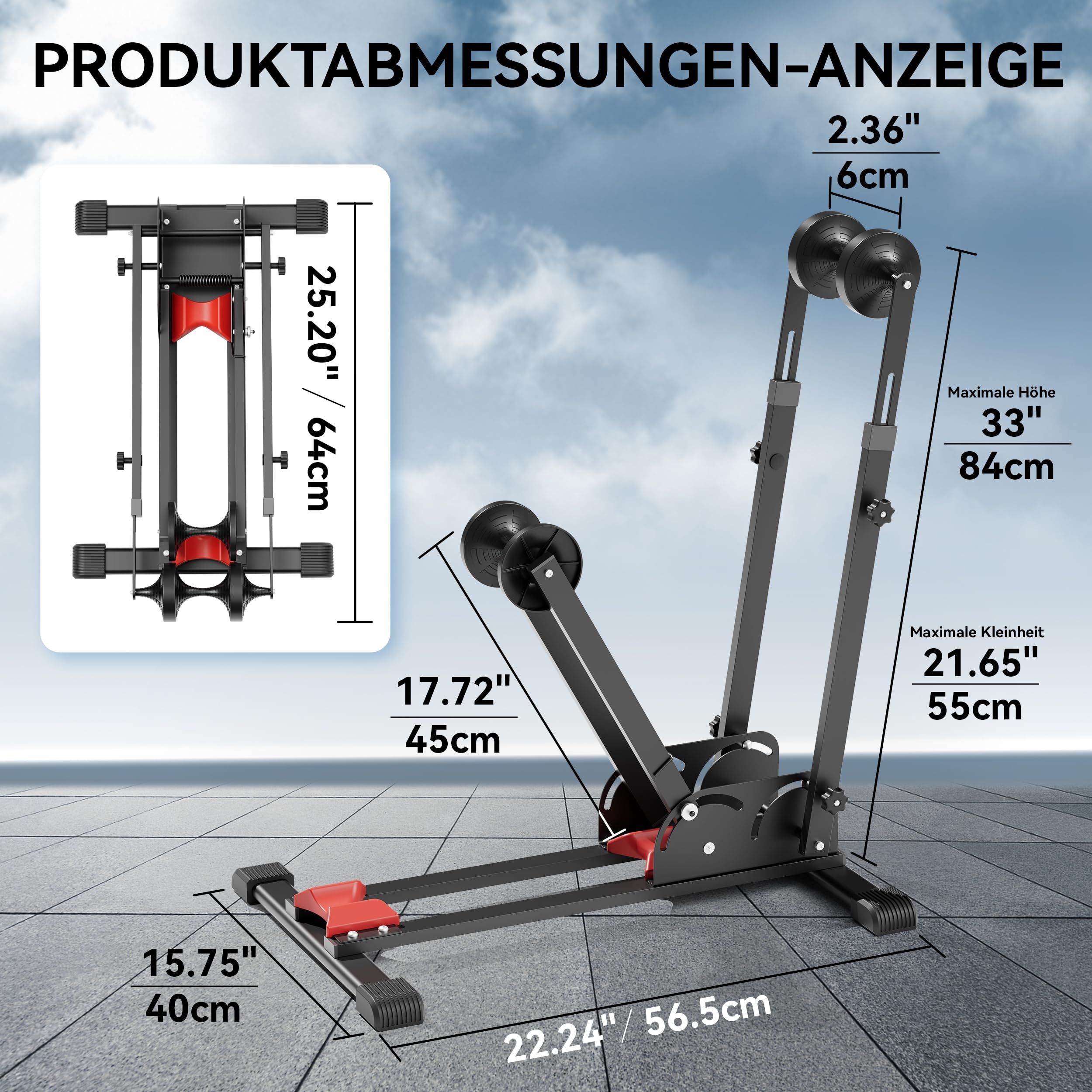 3-in-1 Fahrradständer,Fahrradhalter,Boden fahrrad ständer - Indoor Parken Radhalter für 20-29 Zoll Rennräder Mountainbikes mtb